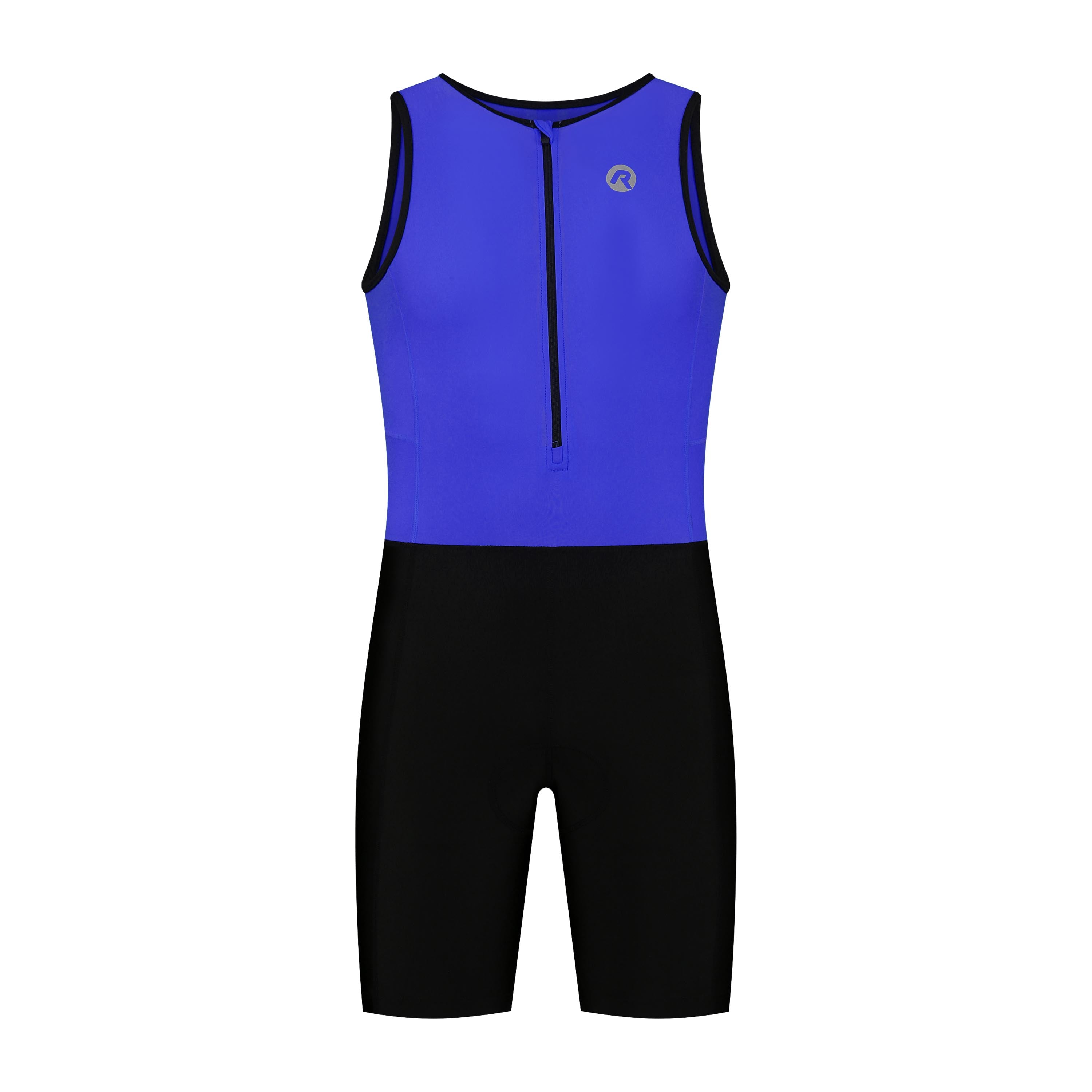 Rogelli Florida triathlonpak zonder mouwen zwart en blauw voorkant.