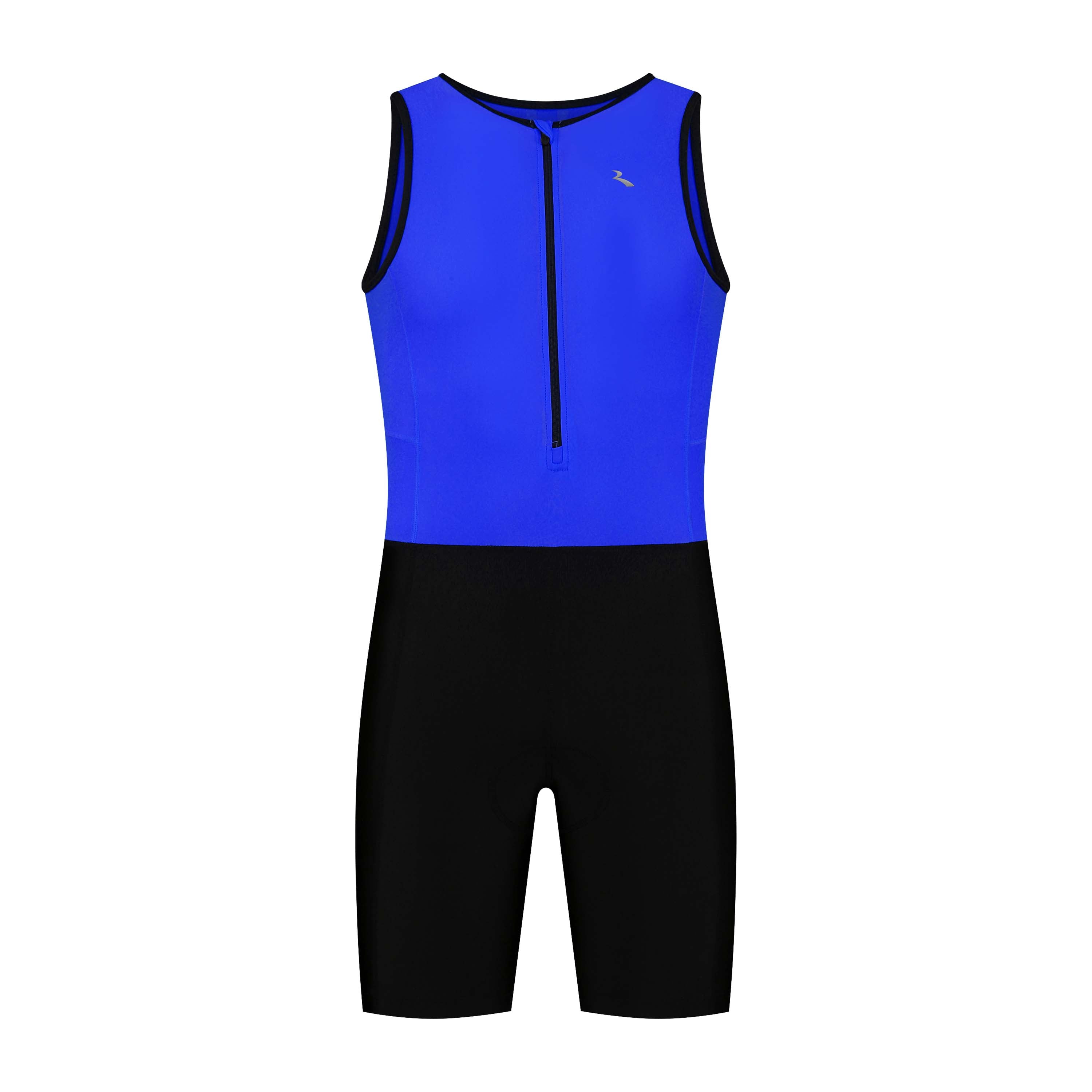 Rogelli Florida triathlonpak zonder mouwen zwart en blauw voorkant.