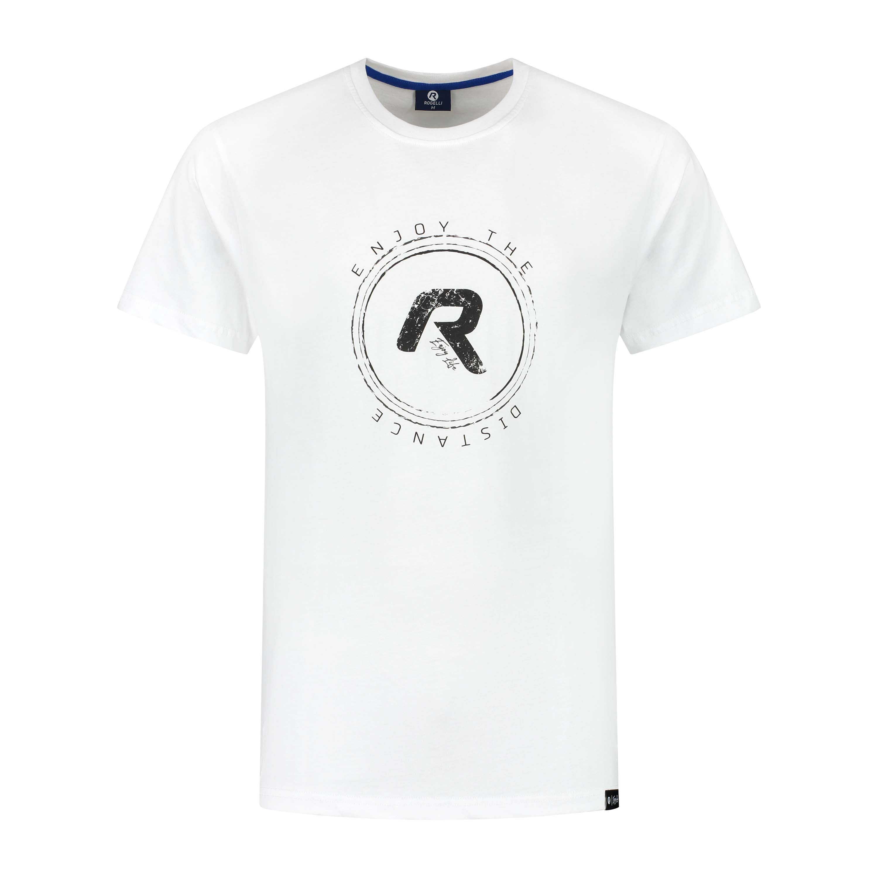 Rogelli Casual Enjoy Life Graphic t-shirt korte mouwen heren wit voorkant.