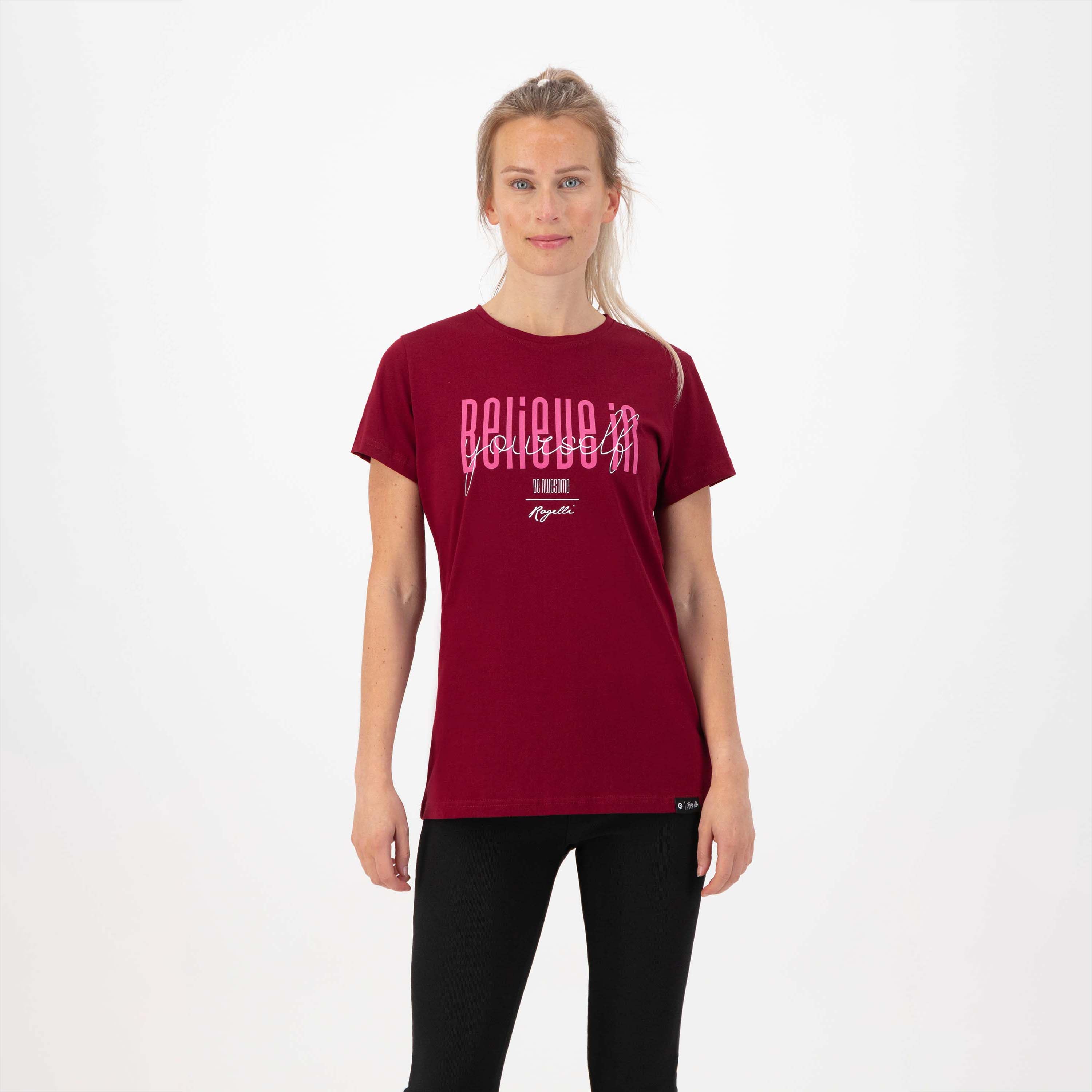 Enjoy Life Graphic T -shirt Ladies - Bordeaux