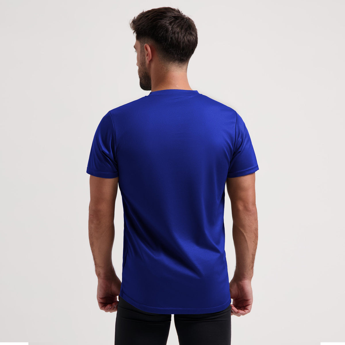 Rogelli Promo shirt korte mouw heren blauw gedragen achterkant.