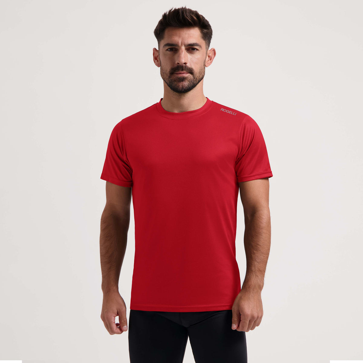 Rogelli Promo shirt korte mouw heren rood voorkant.