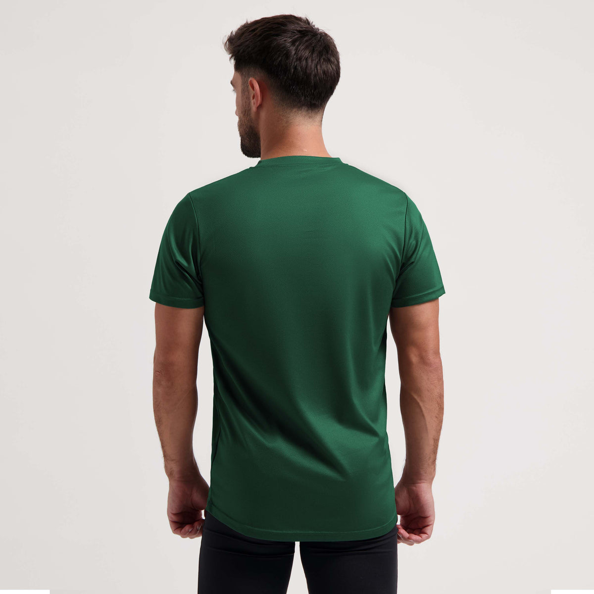 Rogelli Promo shirt korte mouw heren legergroen gedragen achterkant.