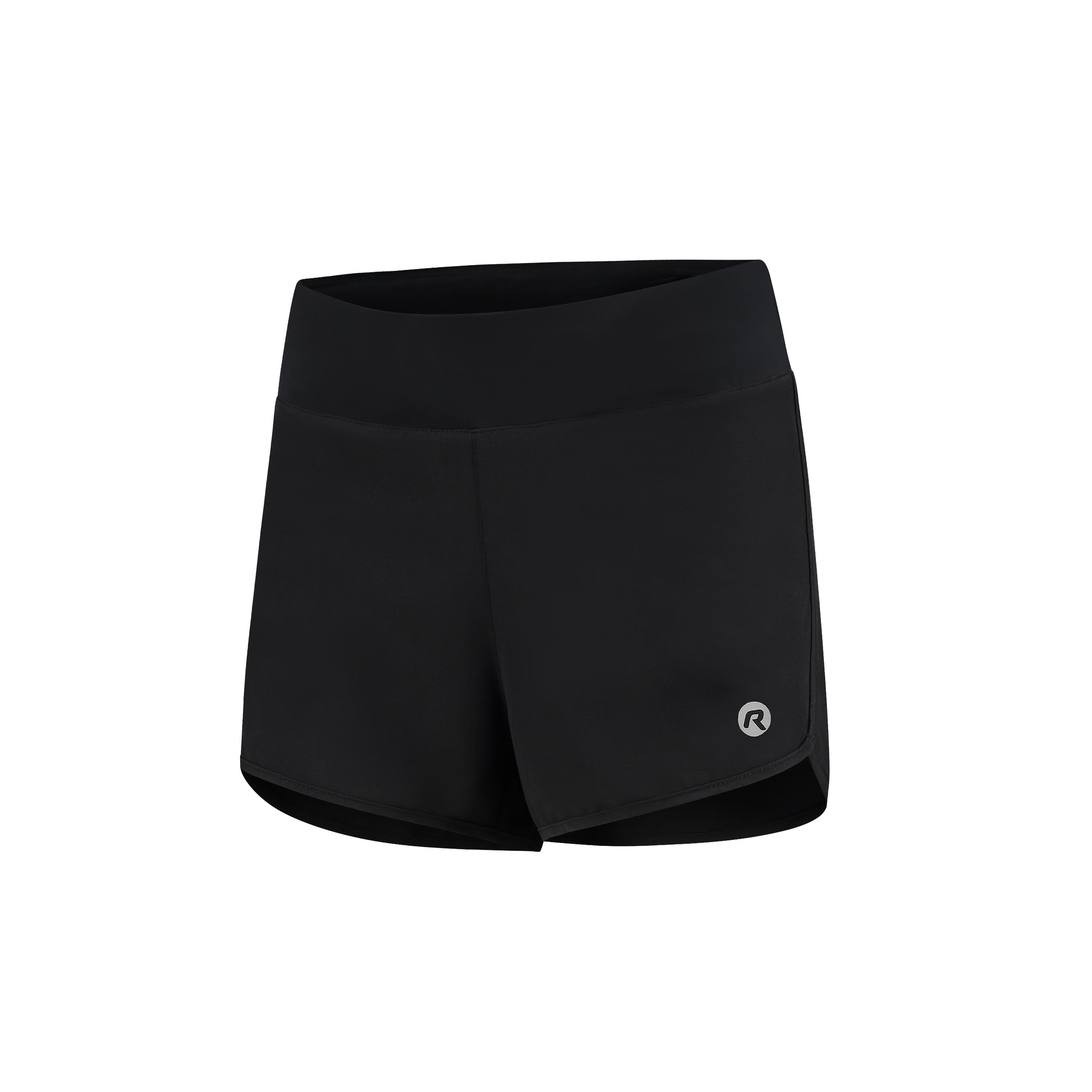 Rogelli Core korte hardloopbroek losse pasvorm dames zwart voorkant.