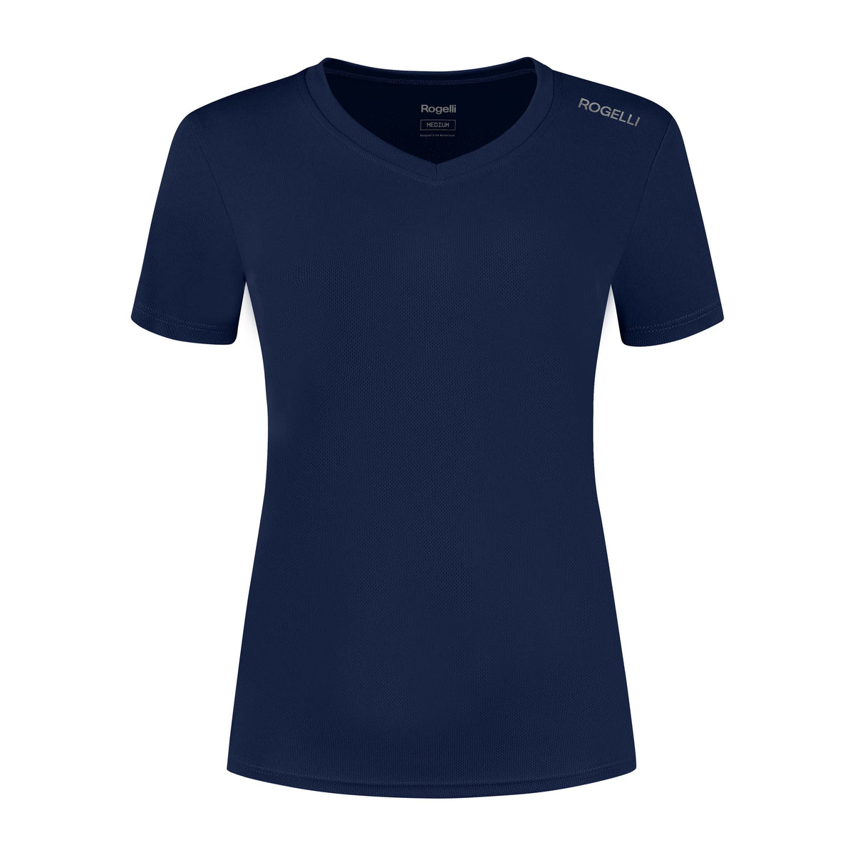 Rogelli Promo chemise Manches courtes Femme devant bleu foncé.