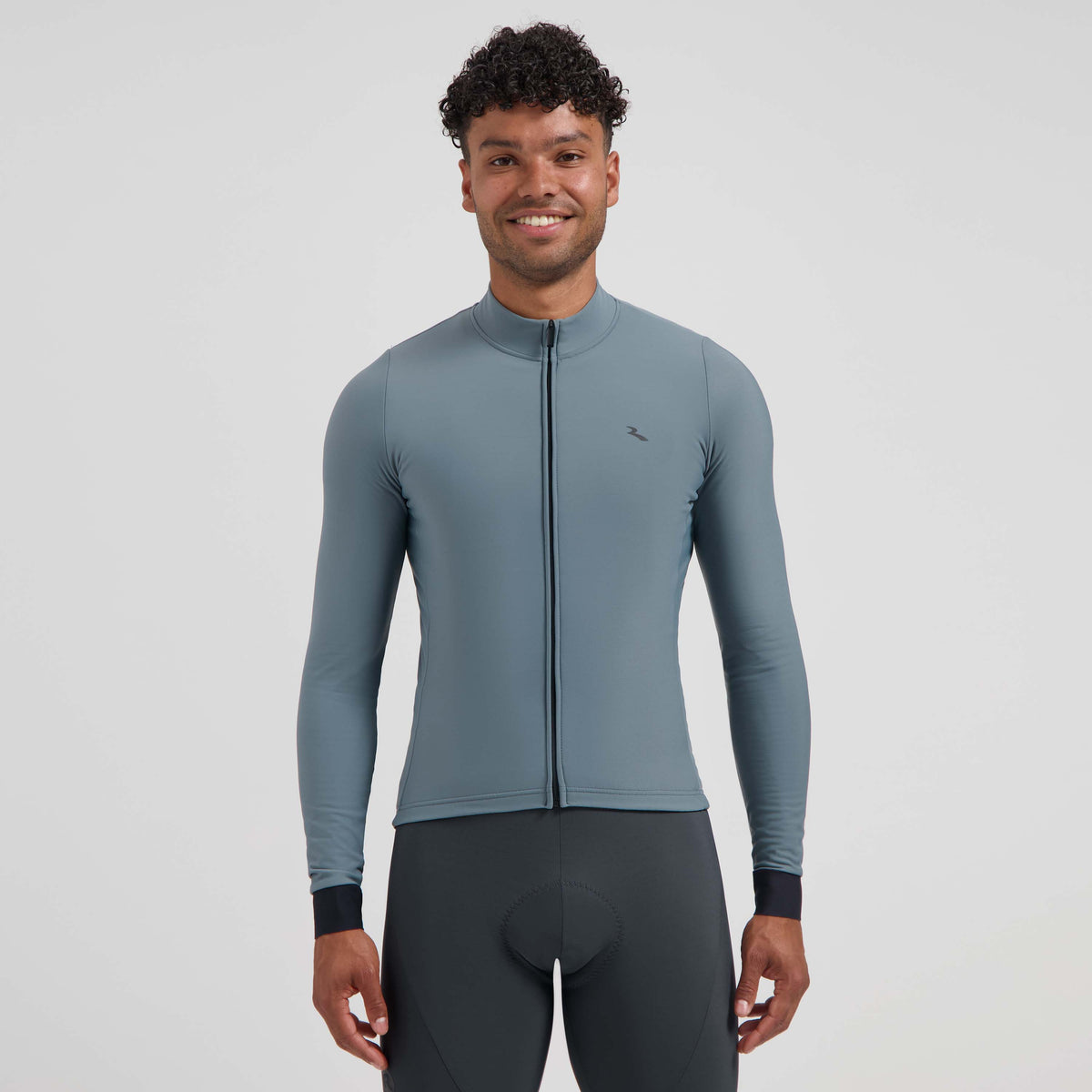 Rogelli Signature fietsshirt heren ardesia lange mouw gedragen voorkant.