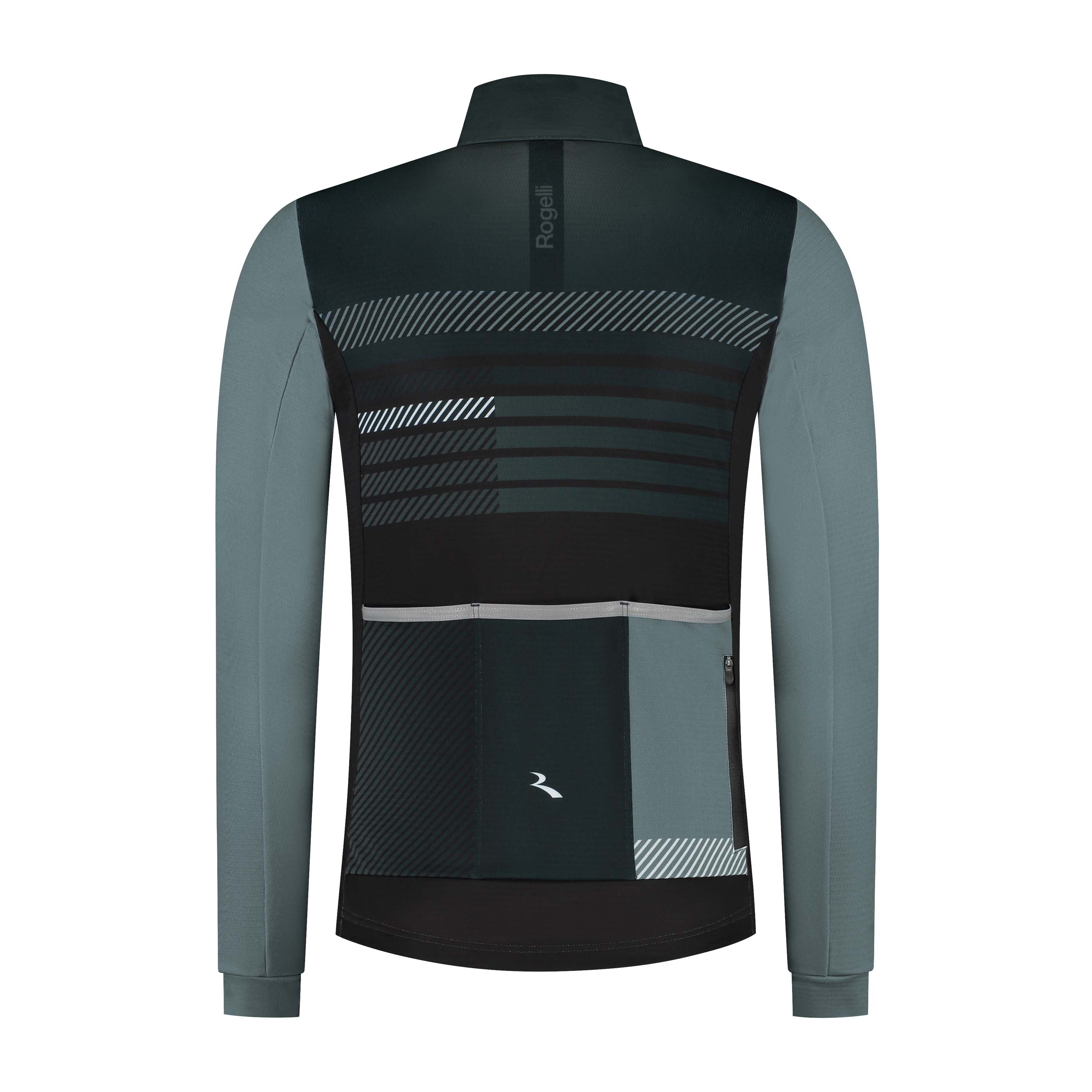 Rogelli Stryde fietsshirt L/S heren zwart/grijs/blauw achterkant.