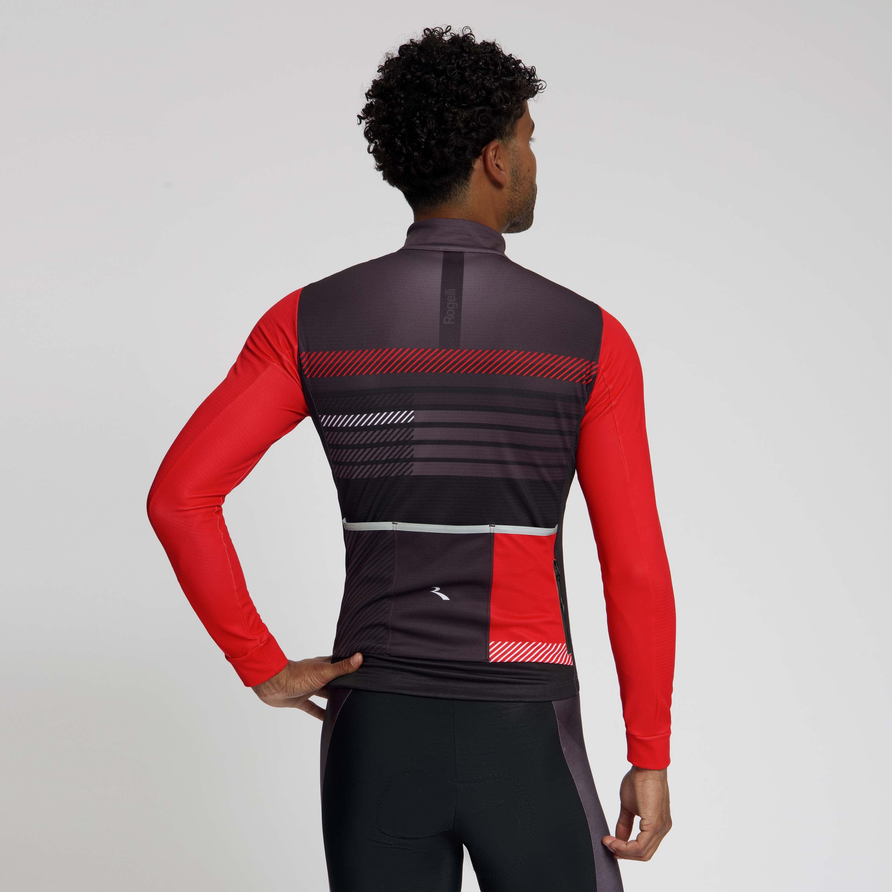 Rogelli Stryde fietsshirt L/S heren zwart/grijs/rood gedragen achterkant.