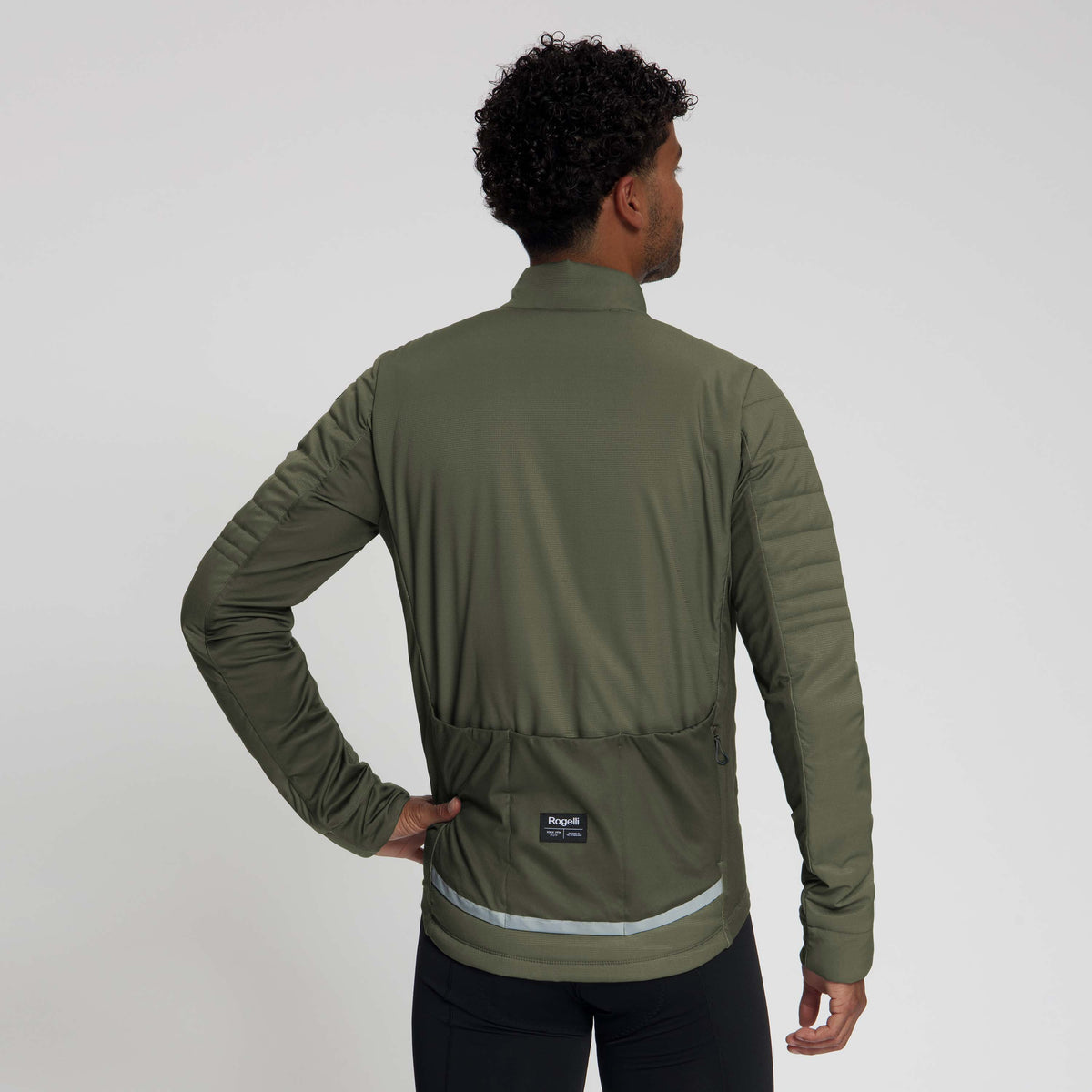 Rogelli Element winter fietsjack heren legergroen gedragen achterkant.