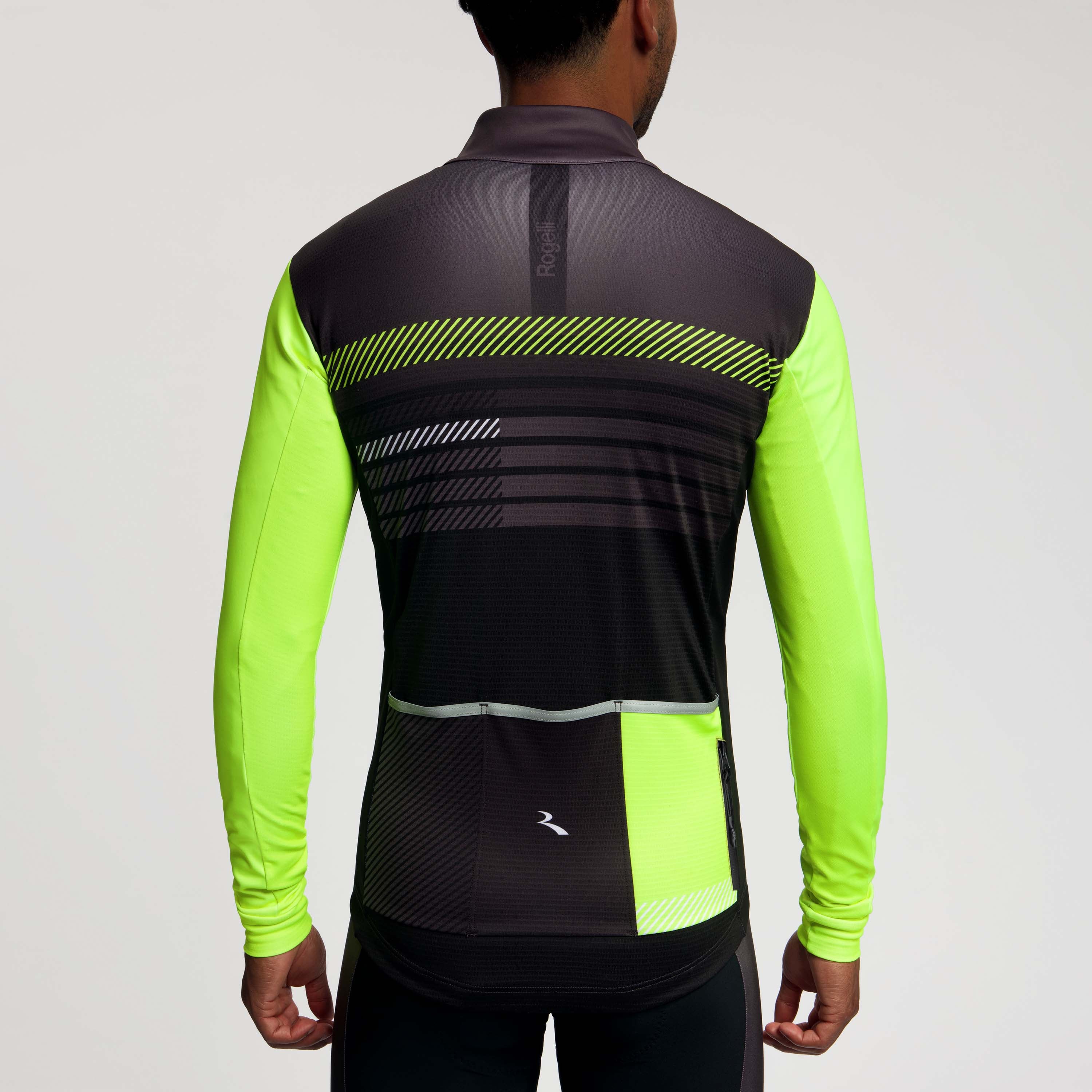 Rogelli Stryde winter fietsjack heren zwart/grijs/fluor gedragen achterkant.
