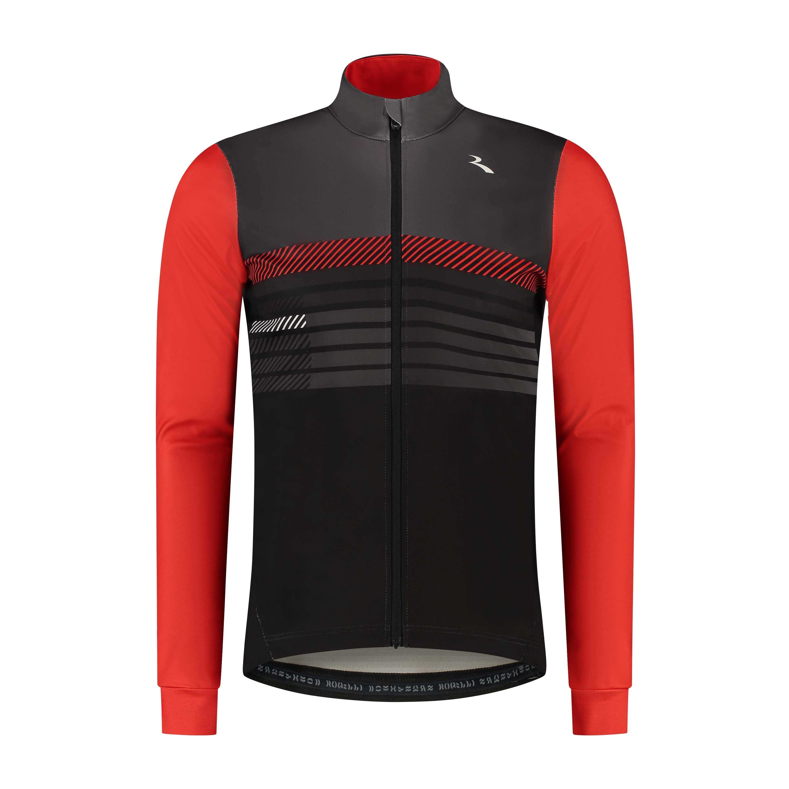 Rogelli Stryde winter fietsjack heren zwart/grijs/rood voorkant.