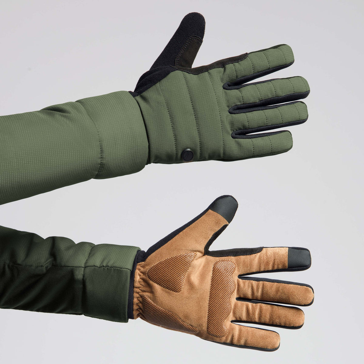 Rogelli Element padded winterhandschoen unisex legergroen studiofoto.
