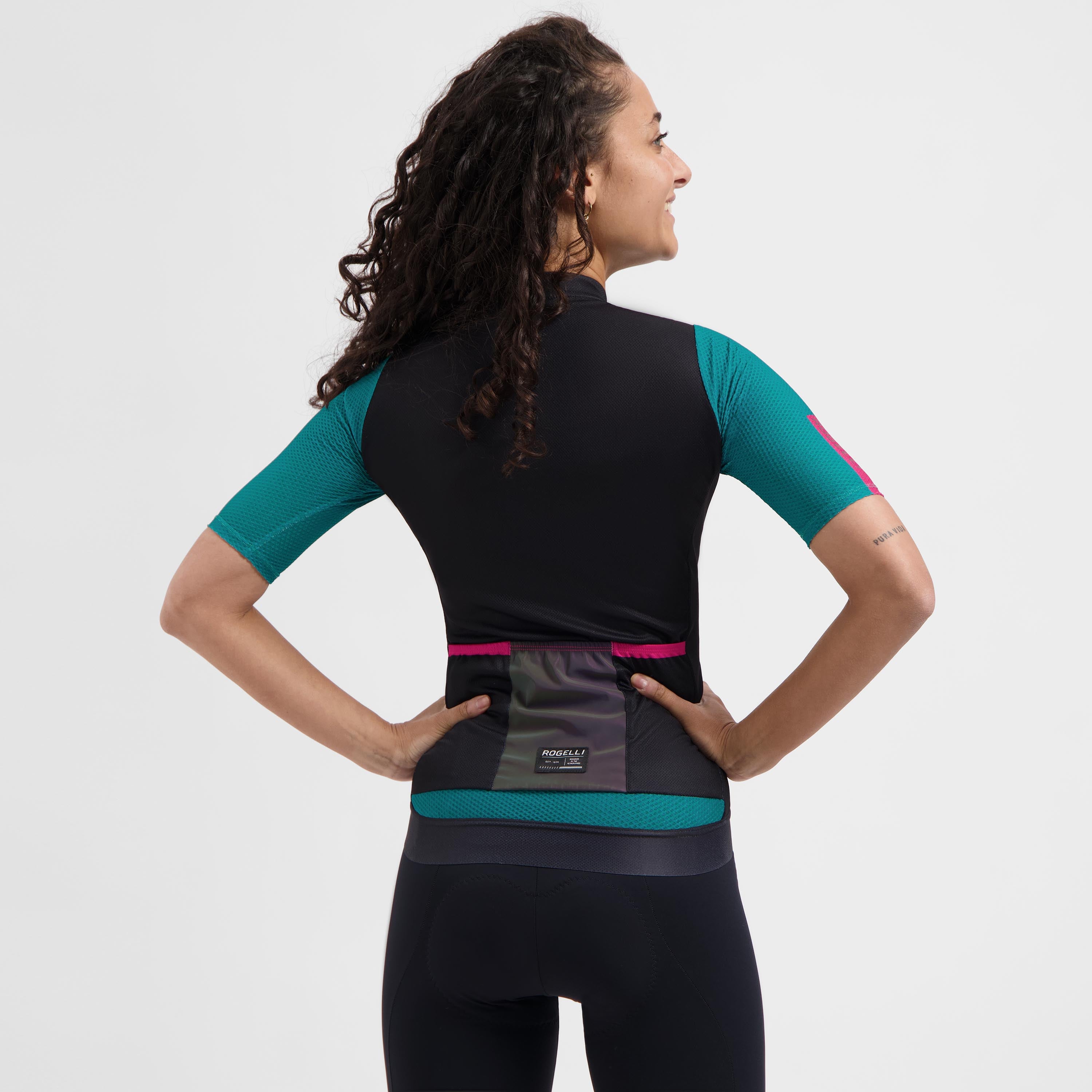 Fast Fietsshirt Dames - Zwart/Teal/Roze
