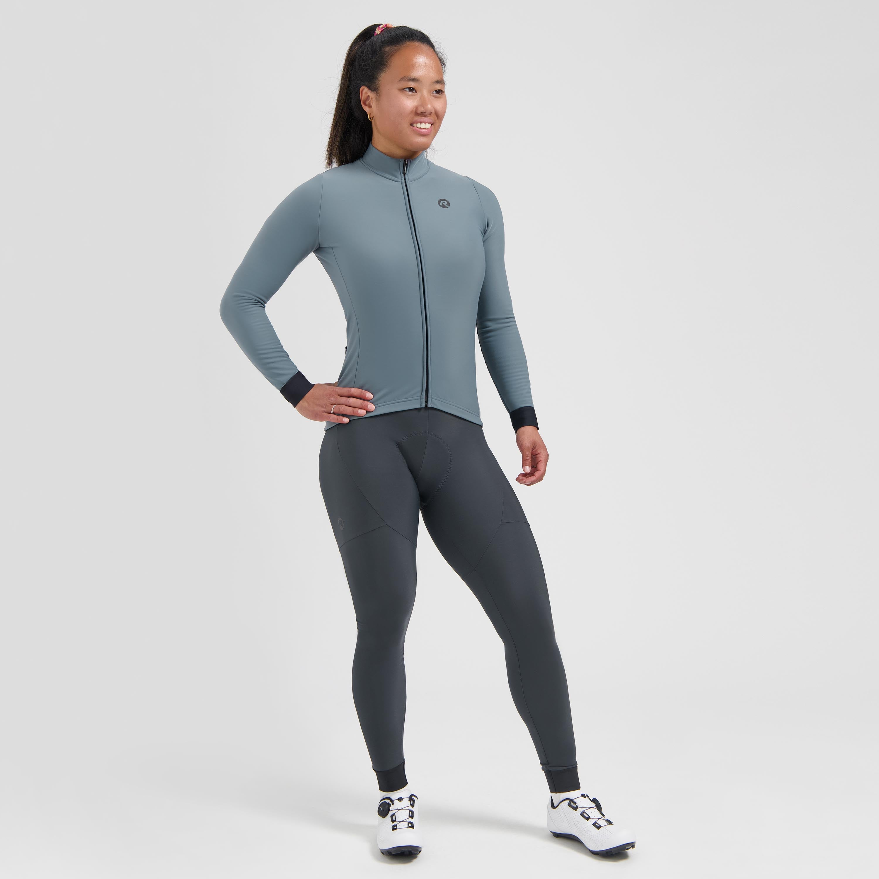 Signature Fietsshirt Lange Mouw Dames - Ardesia