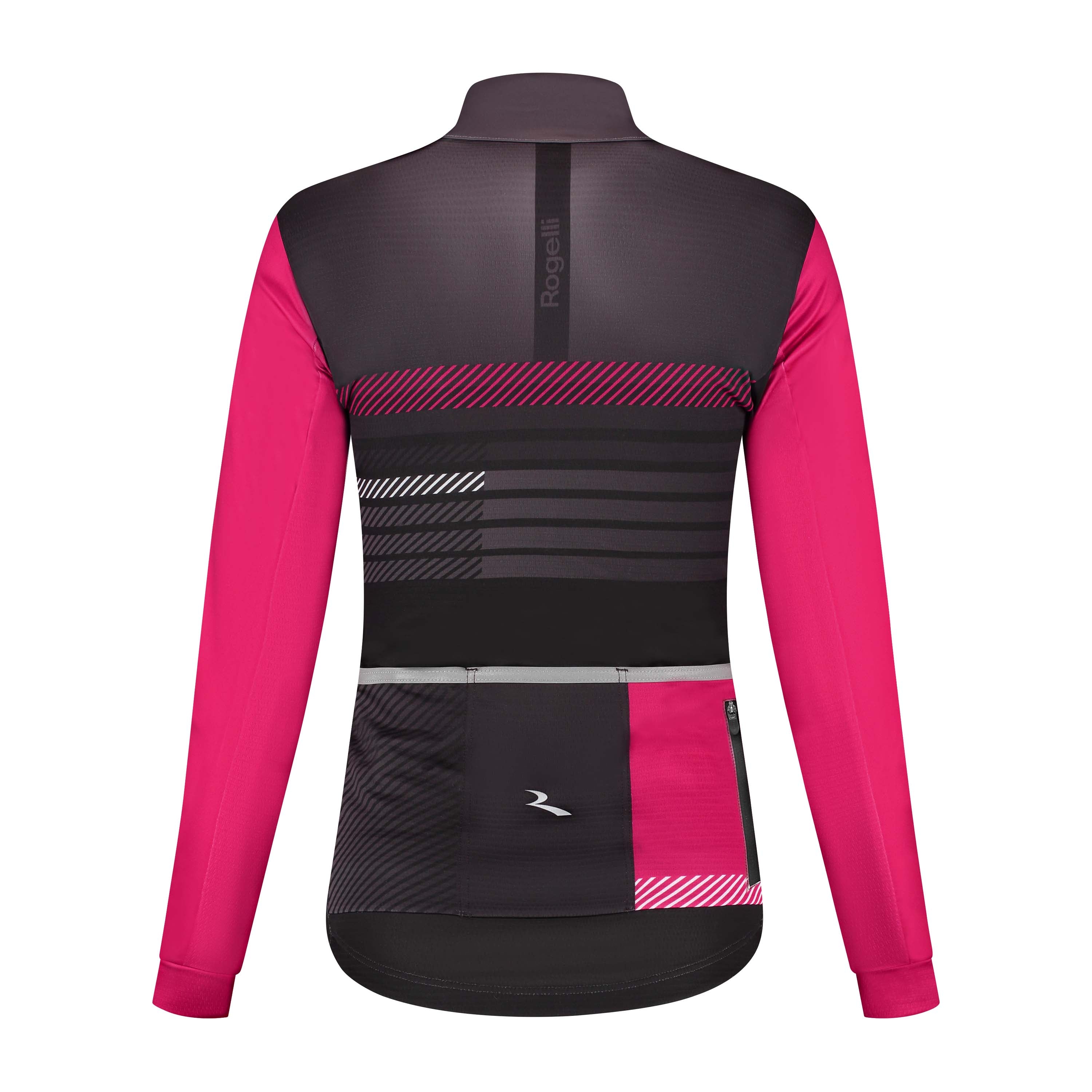 Rogelli Stryde winter fietsjack dames zwart/grijs/roze achterkant.