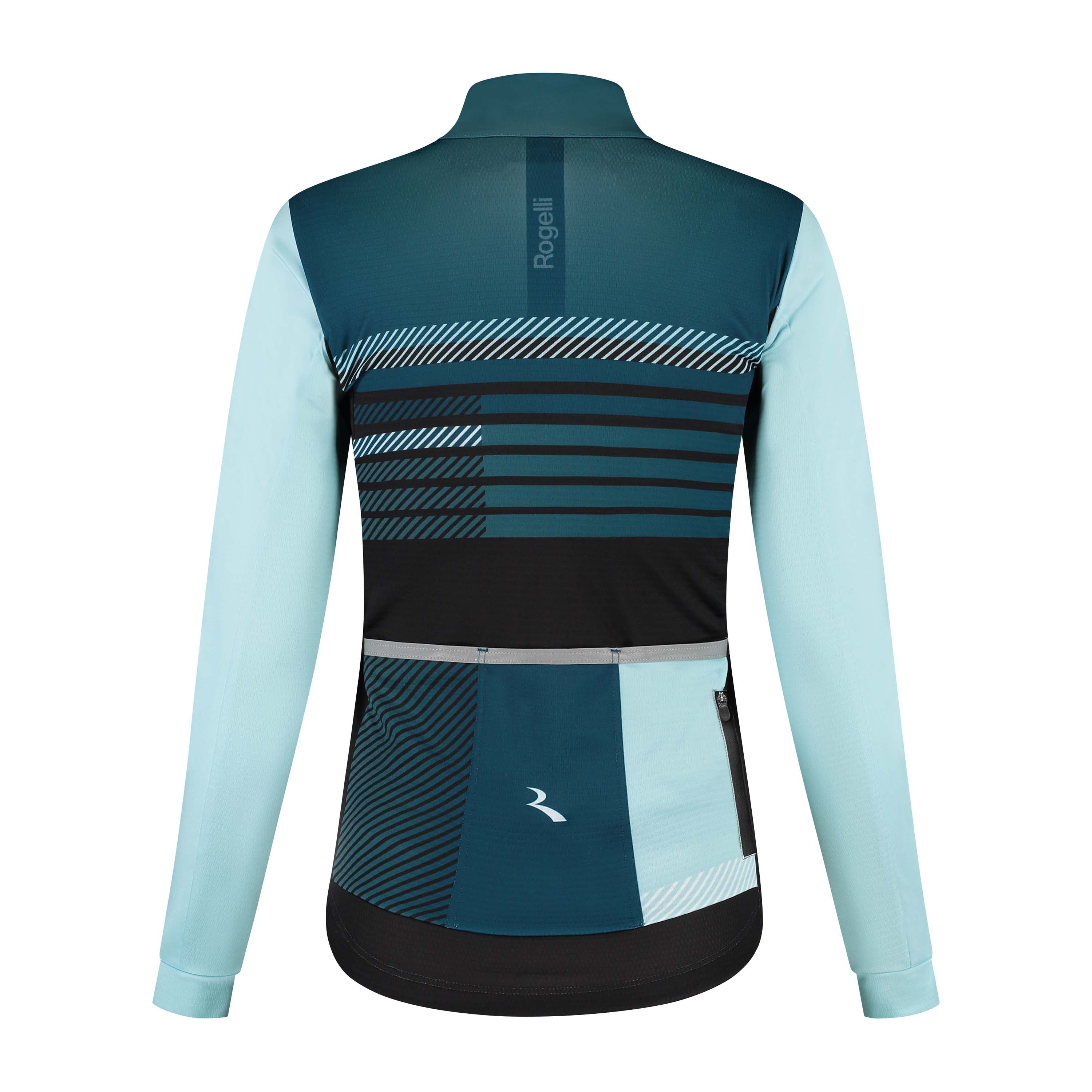 Rogelli Stryde winter fietsjack dames blauw/lichtblauw achterkant.