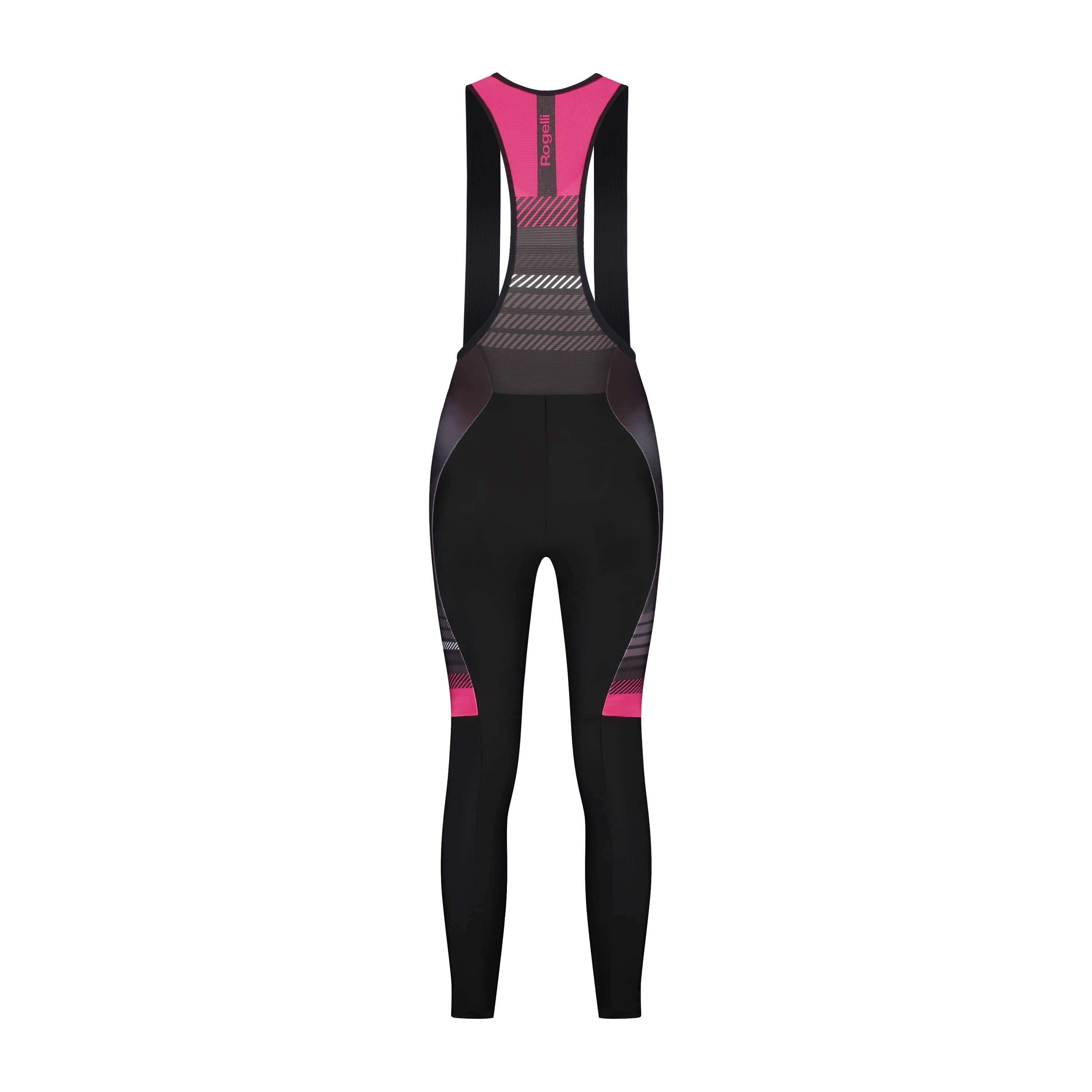 Rogelli Stryde lange fietsbroek dames zwart/grijs/roze achterkant.