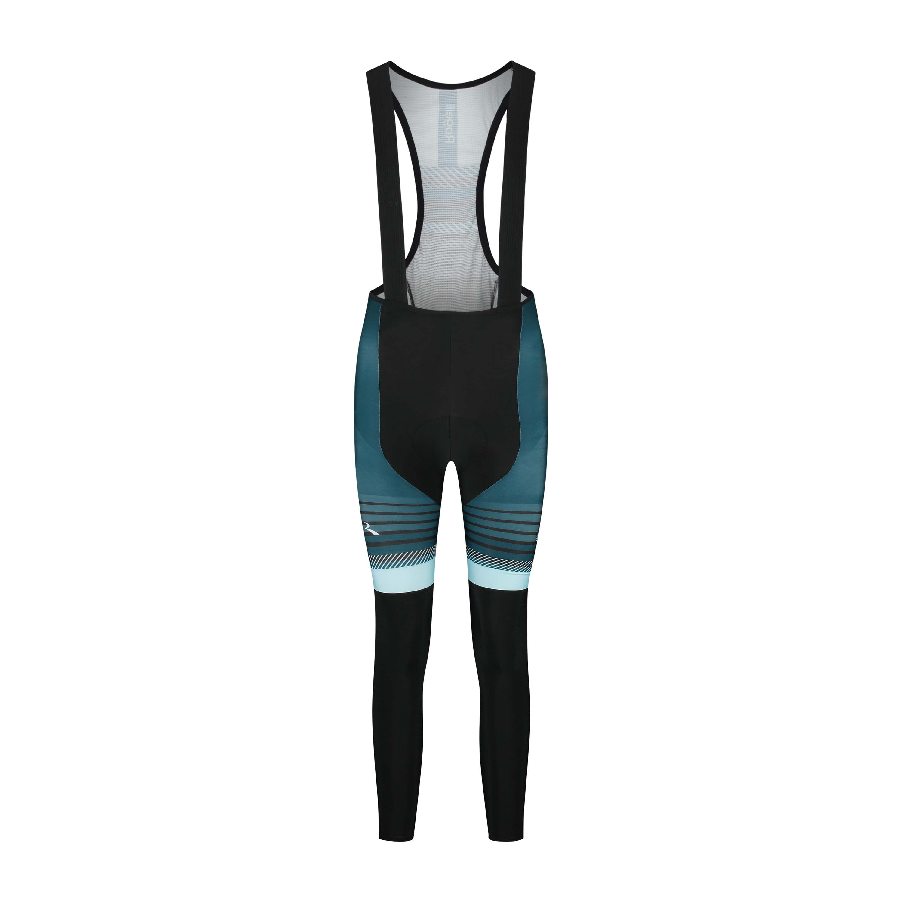 Rogelli Stryde lange fietsbroek dames zwart/blauw/lichtblauw voorkant.