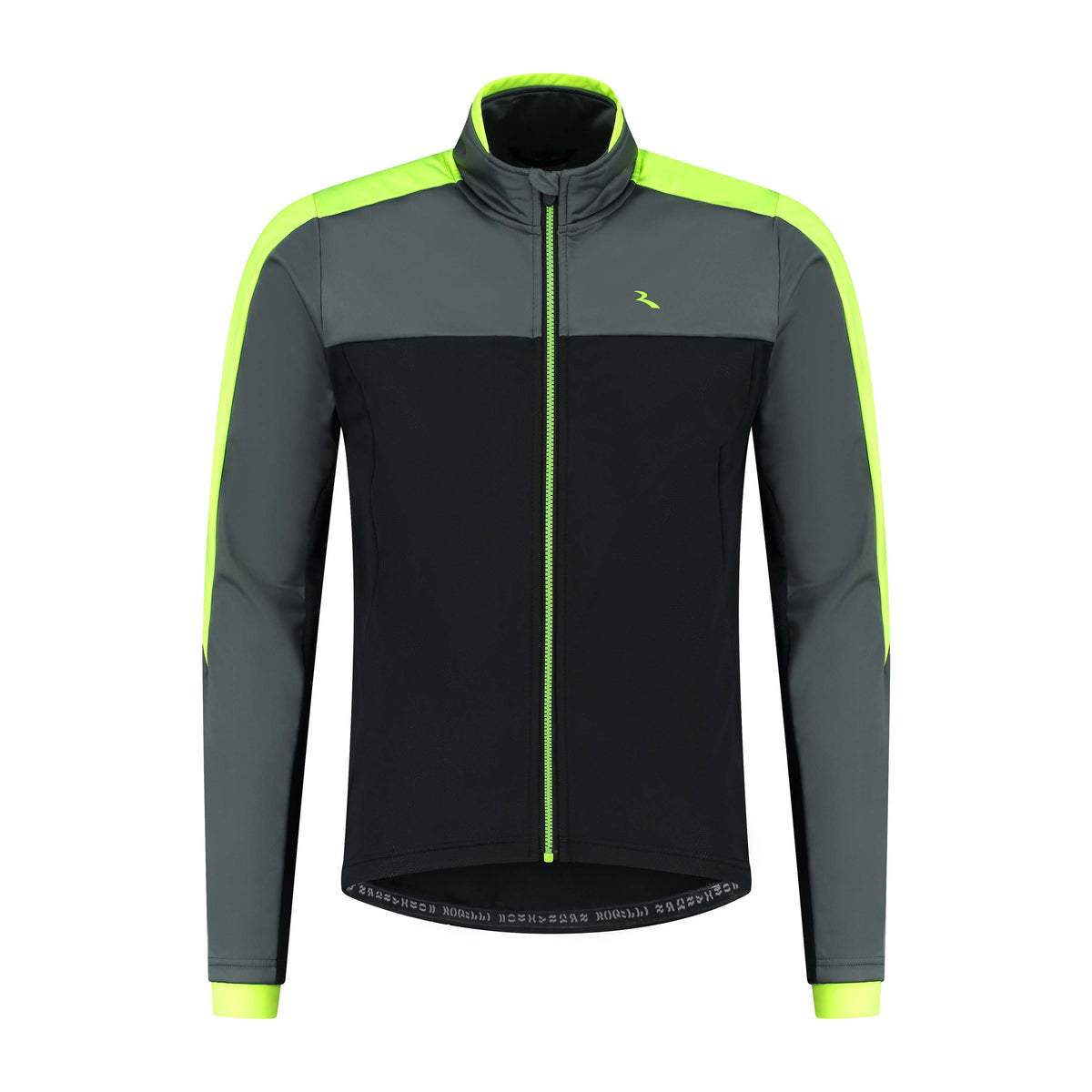 Rogelli Freeze fietsjack heren zwart en fluor voorkant.