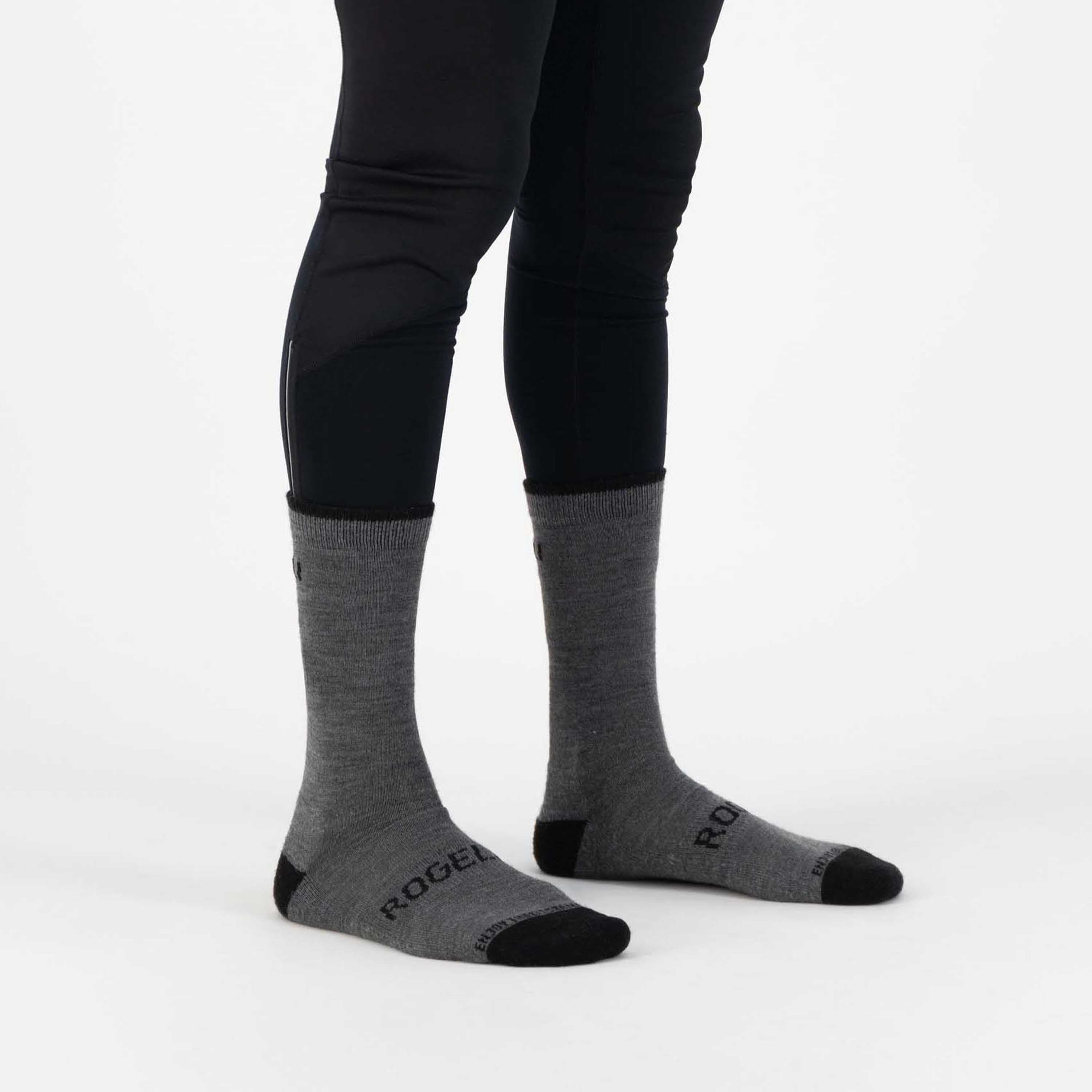 2-Pack Merino Wool Winter Cycling socks - Black/Gray