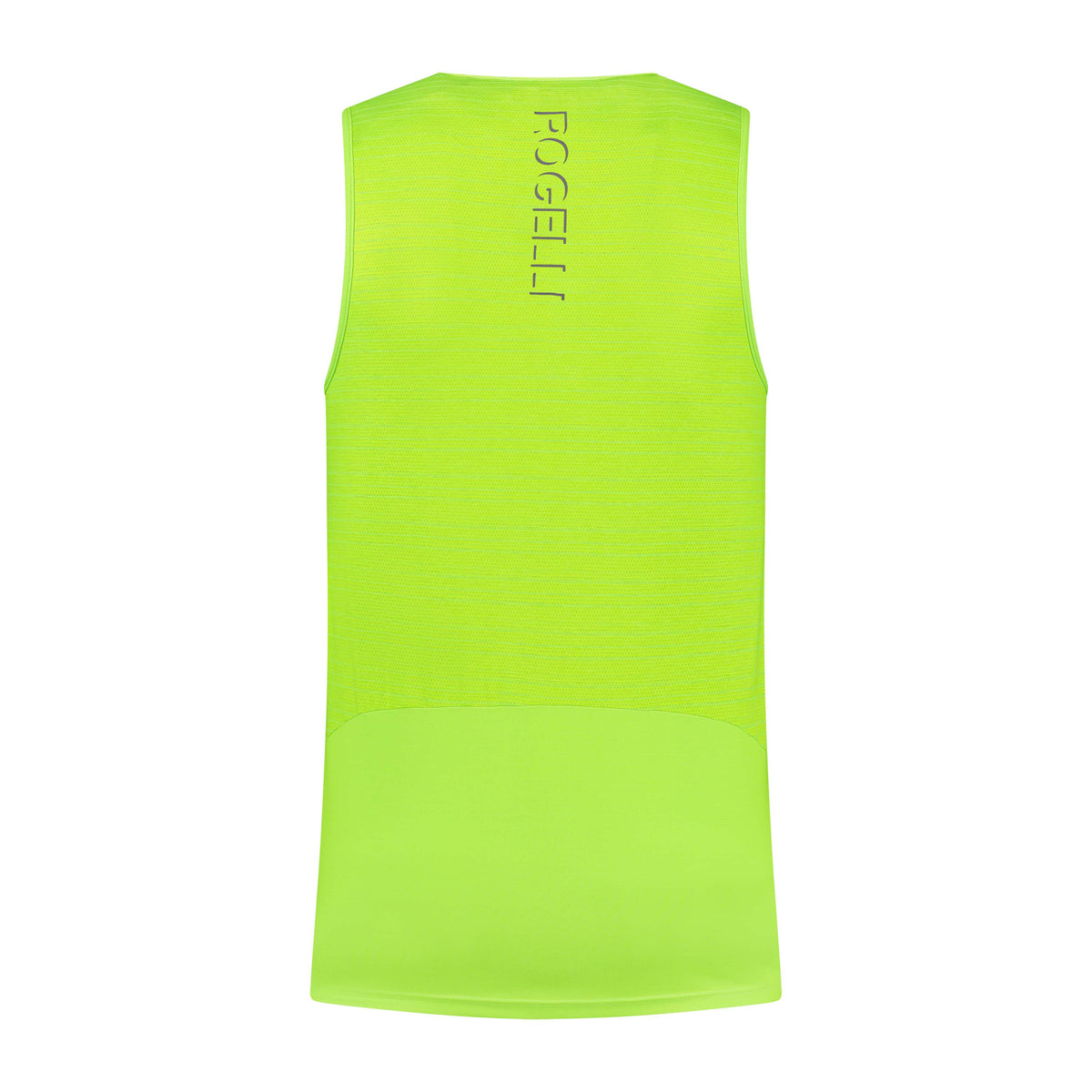 Rogelli Core mouwloos hardloopshirt heren fluor achterkant.