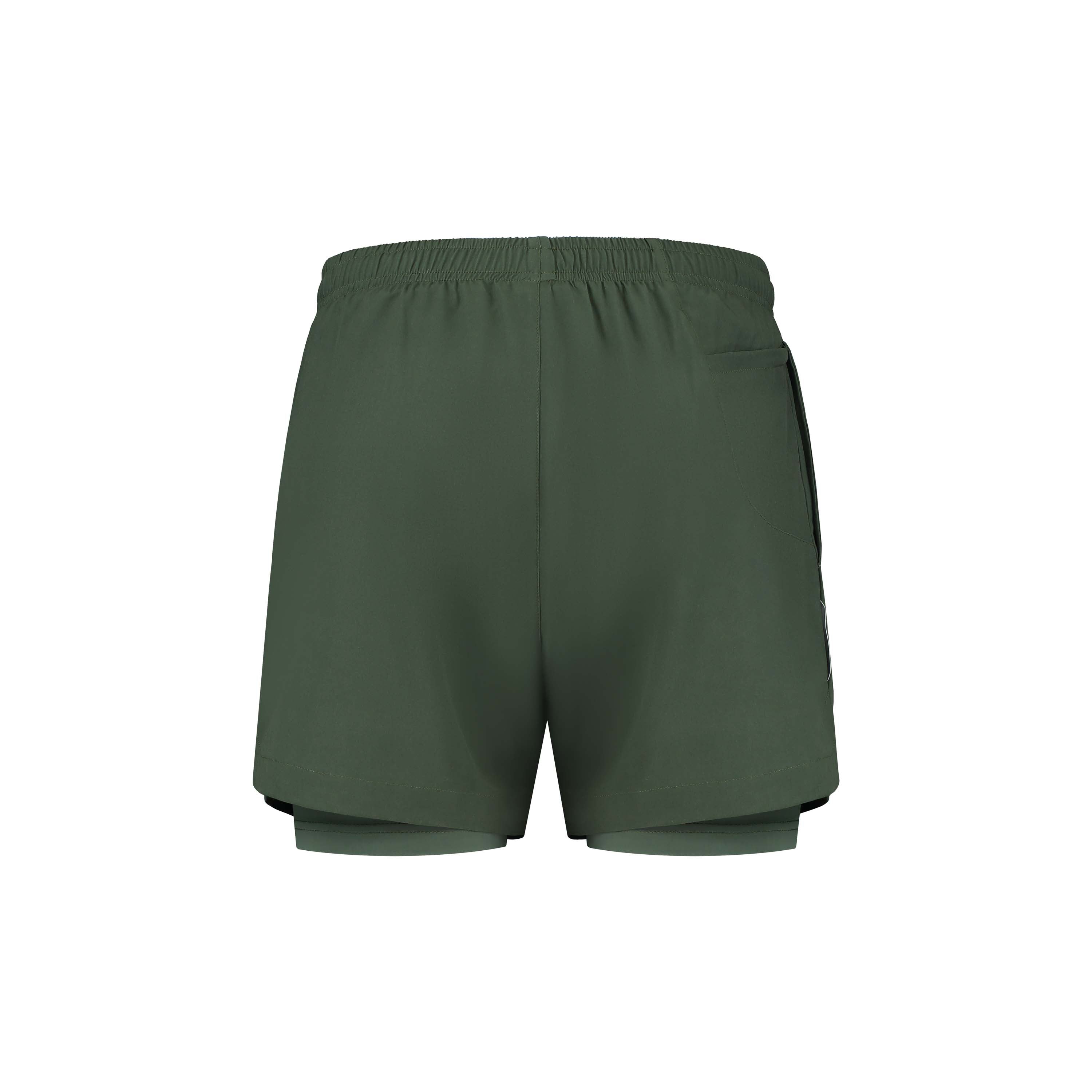 Rogelli Essential 2-en-1 short de course Homme dos vert.