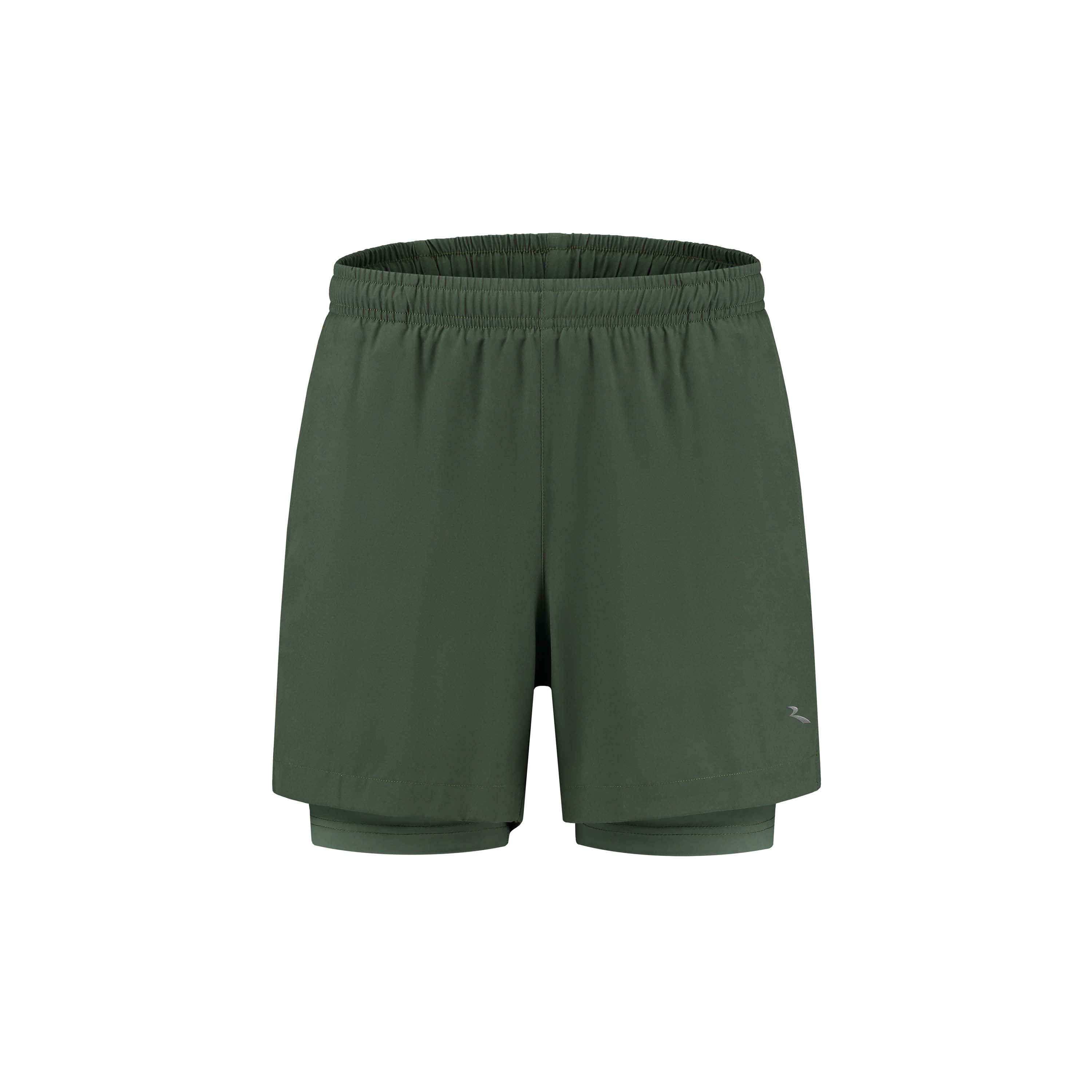 Rogelli Essential 2-en-1 short de course Homme devant vert.