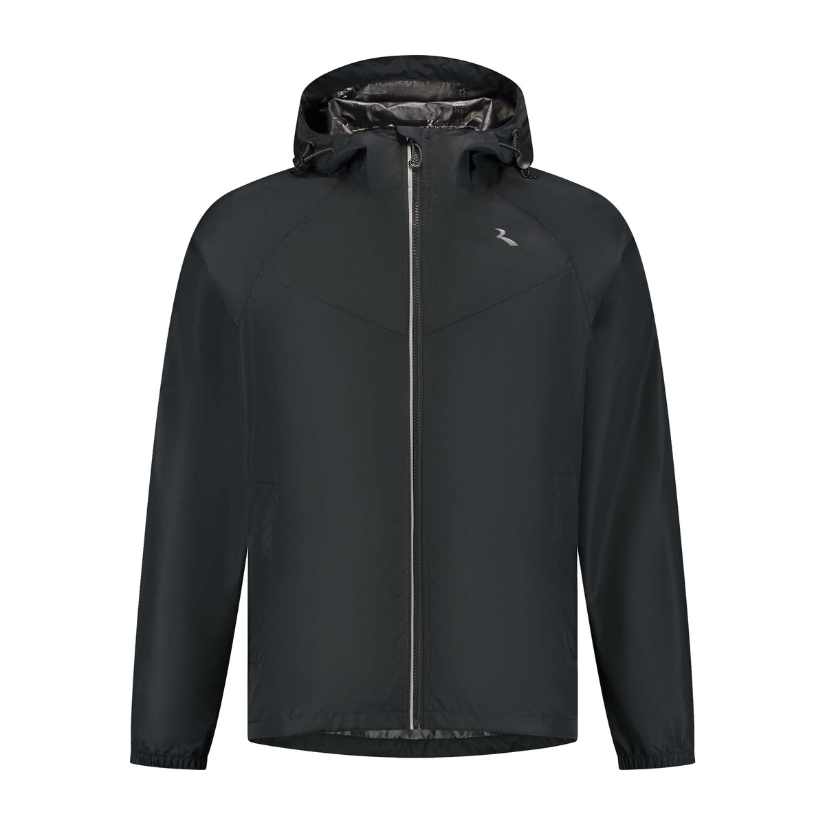 Rogelli Core Commuter regenjas unisex zwart voorkant.