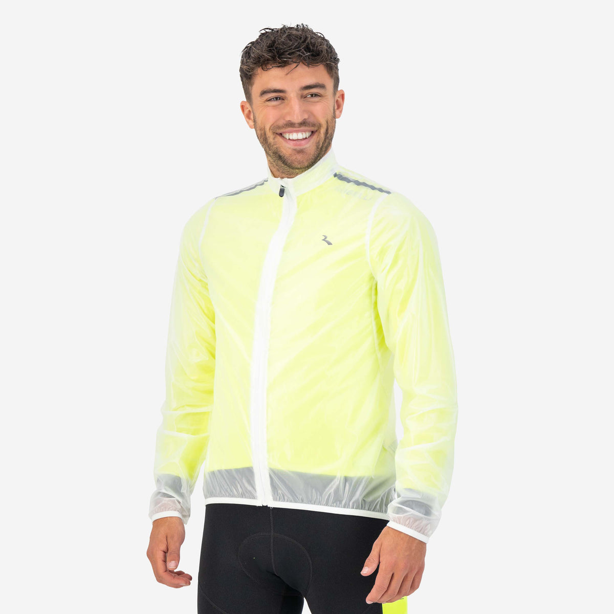 Rogelli Emergency regenjack heren transparant gedragen voorkant.
