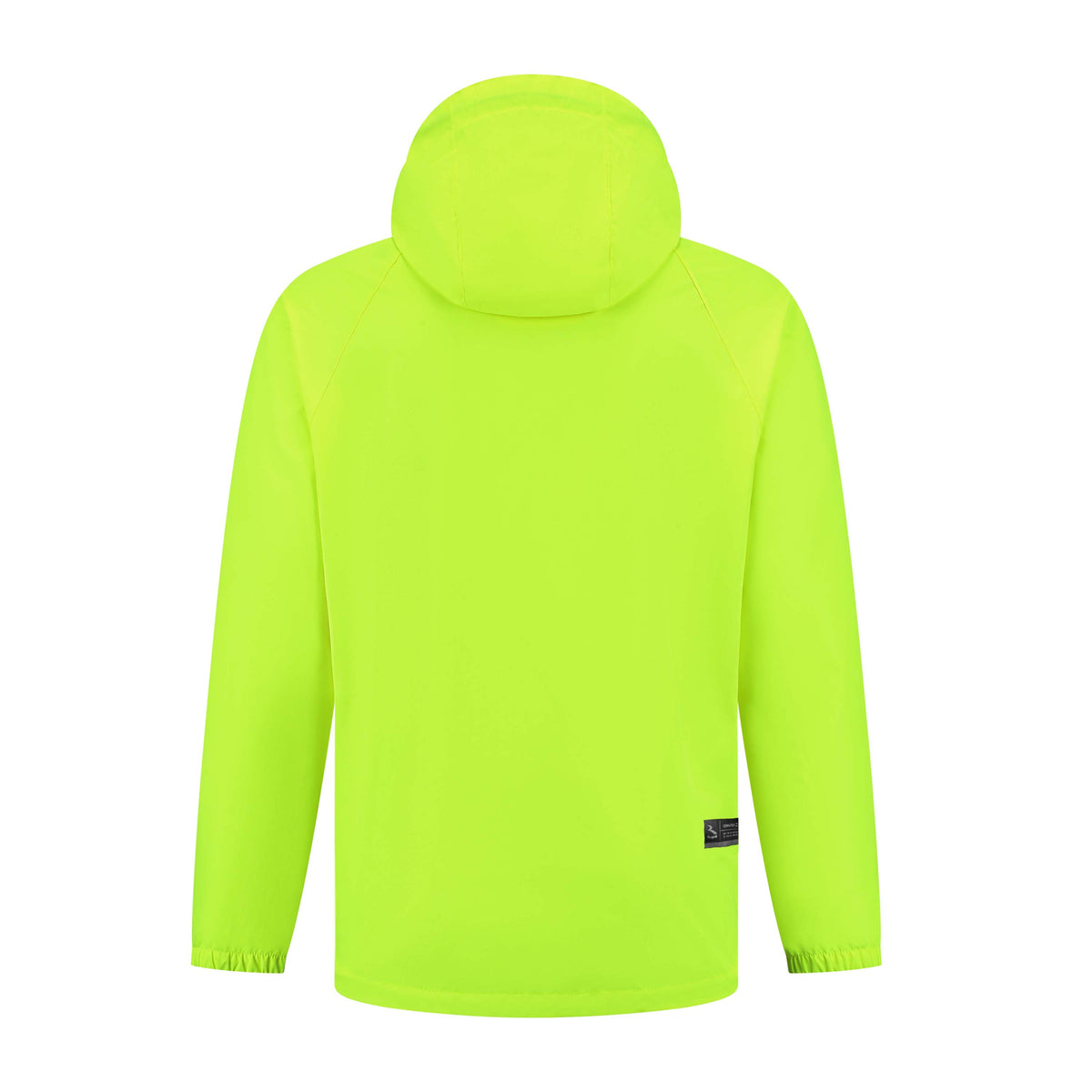 Rogelli Core Commuter regenjas unisex fluor achterkant.