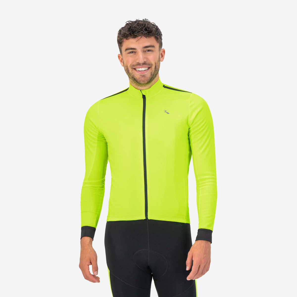 Rogelli Core fietsshirt heren fluor lange mouw gedragen voorkant.