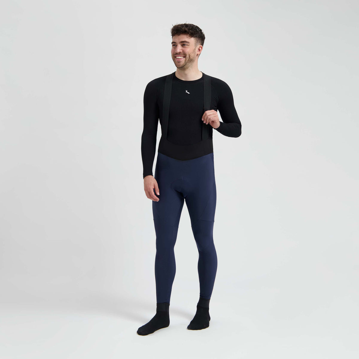 Rogelli Signature lange fietsbroek heren blauw gedragen voorkant.
