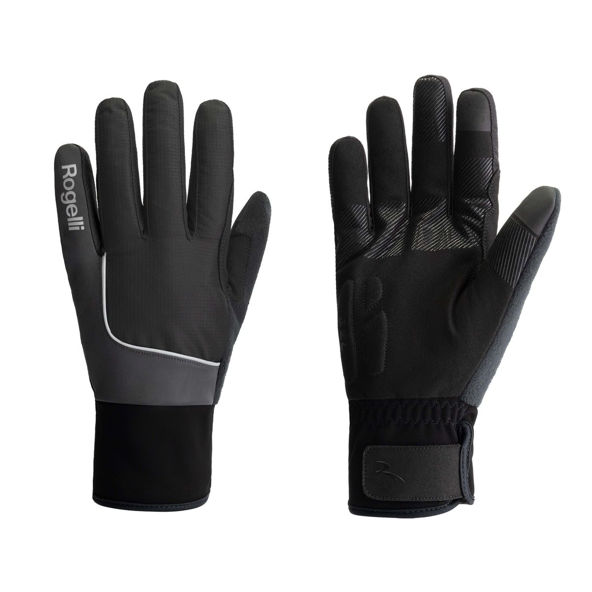 Rogelli Essential Haute Visibilité Gants vélo hiver Homme noir.