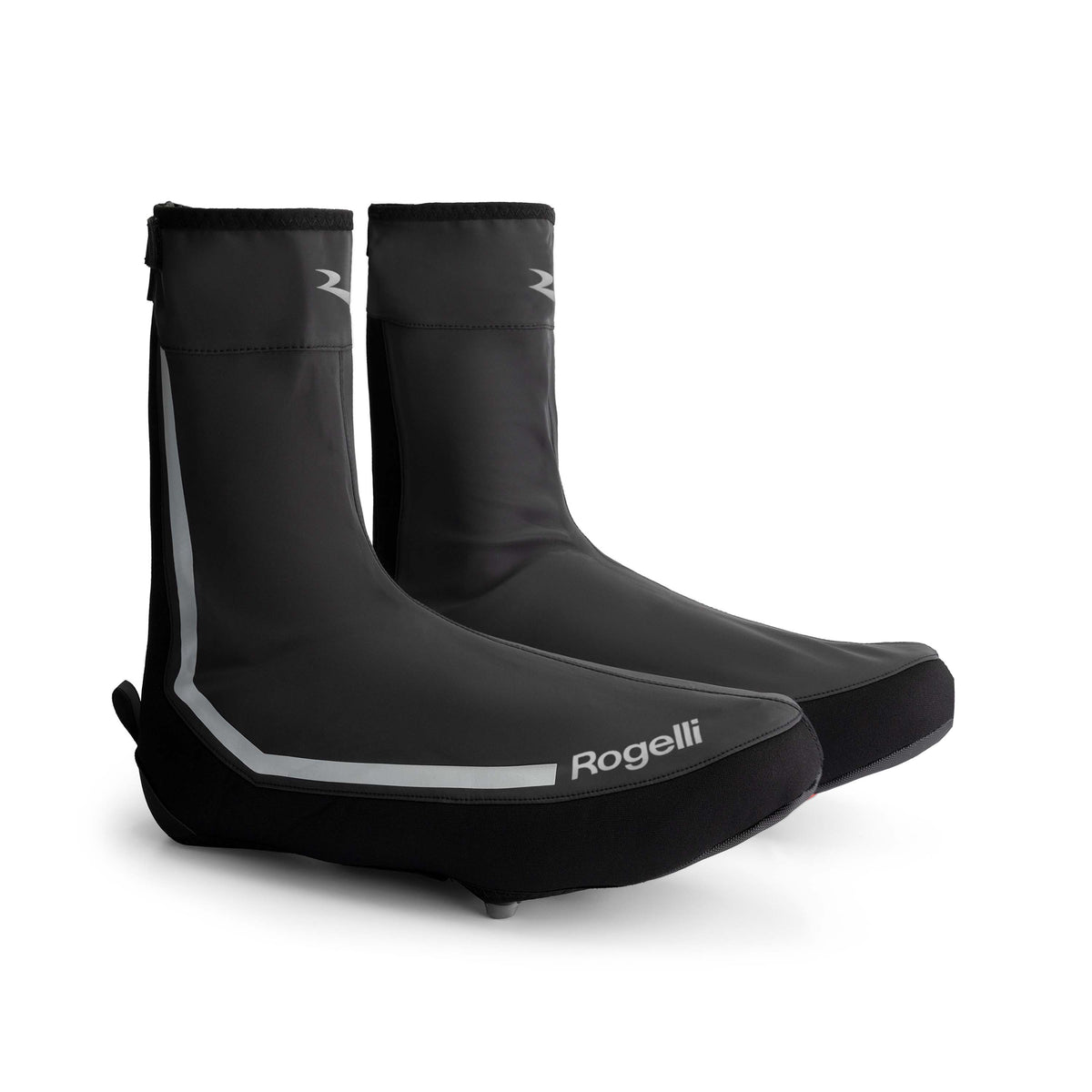 Rogelli Essential Hi Vis overschoenen zwart beschermen tegen koude voeten voorkant.