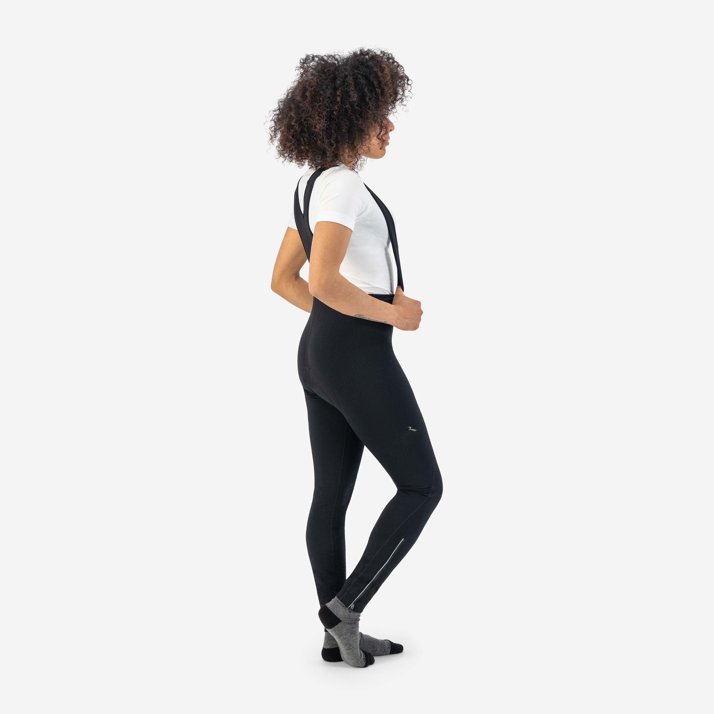 Rogelli Core lange fietsbroek dames zwart gedragen achterkant.
