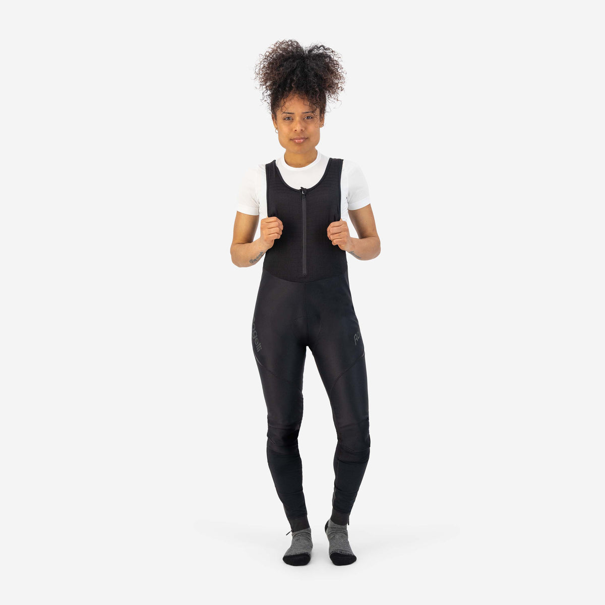 Rogelli Deep Winter lange fietsbroek dames zwart gedragen voorkant.