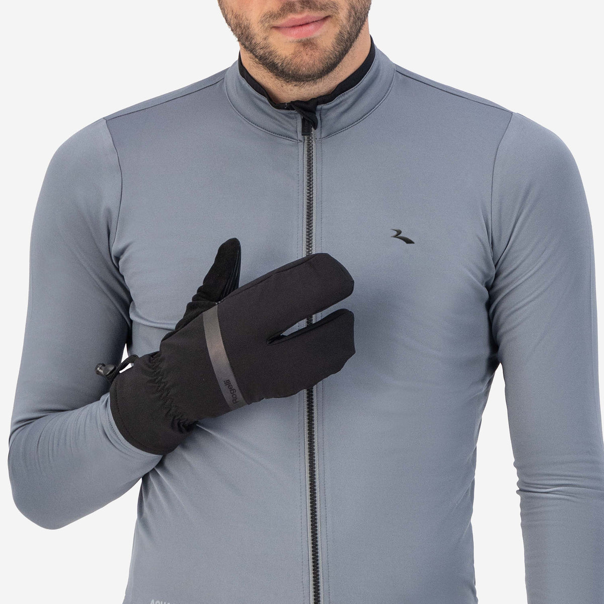 Rogelli Nova Homard Profond Hiver Gants vélo hiver Homme devant noir usé.