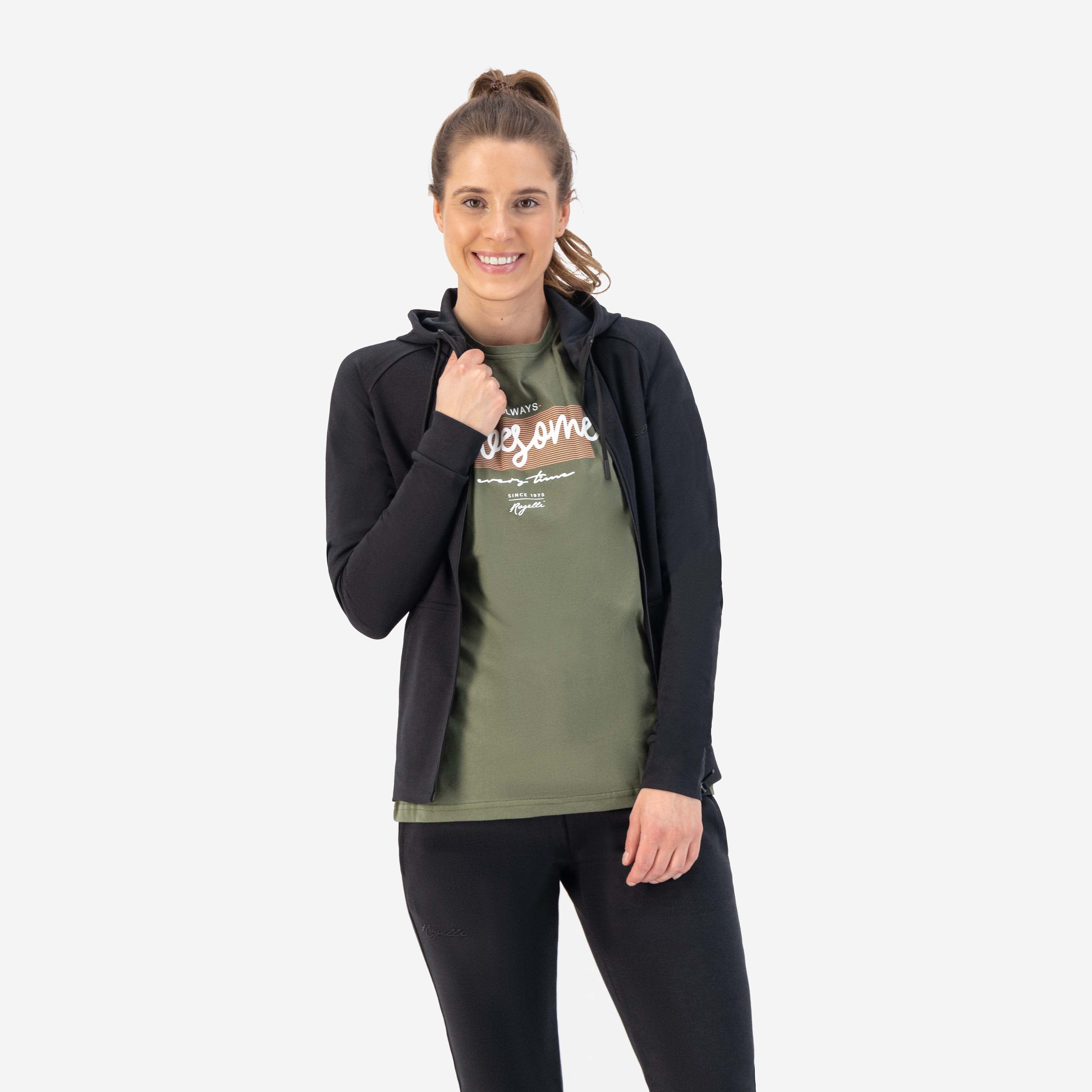 Training II cardigan with hood ladies - Black