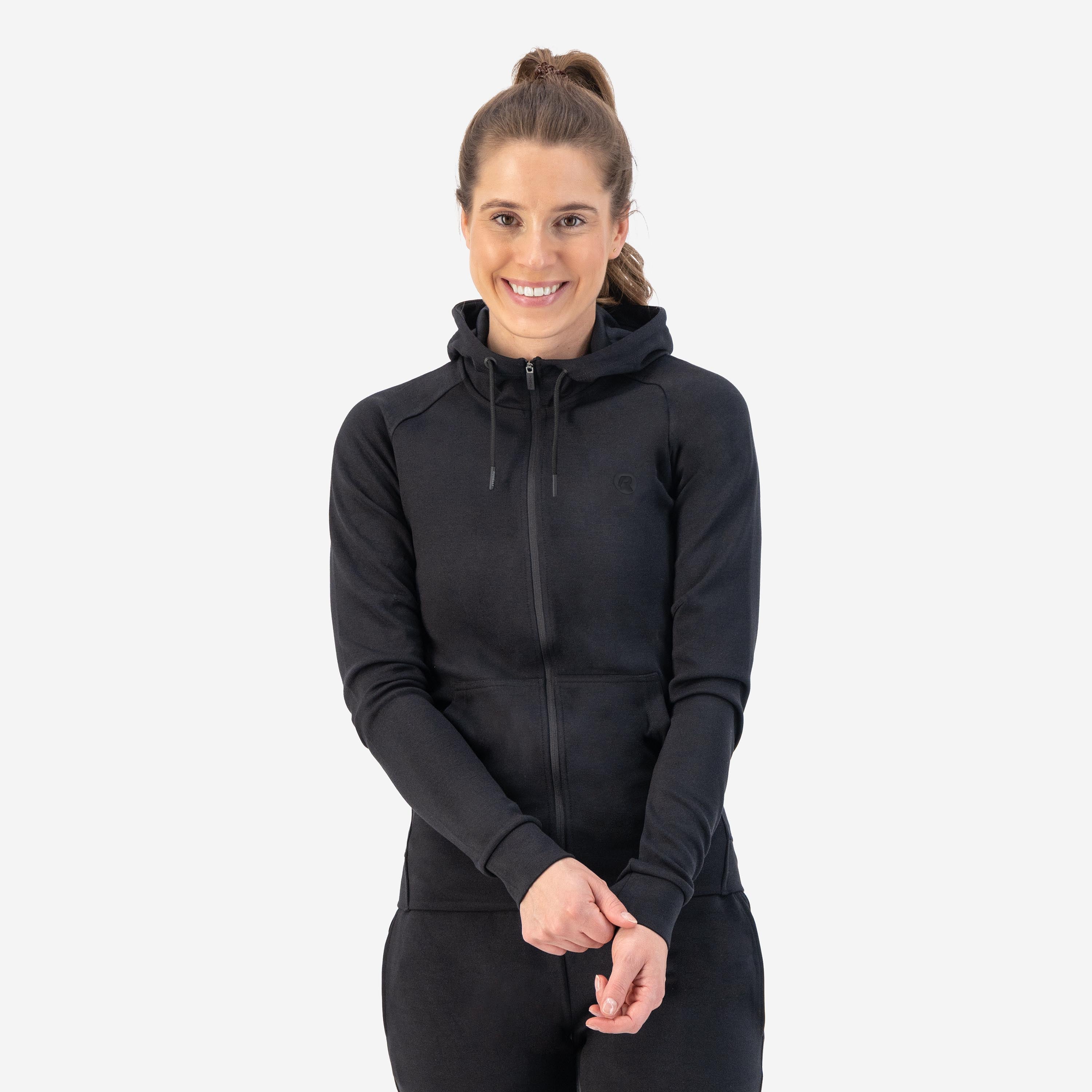 Training II cardigan with hood ladies - Black