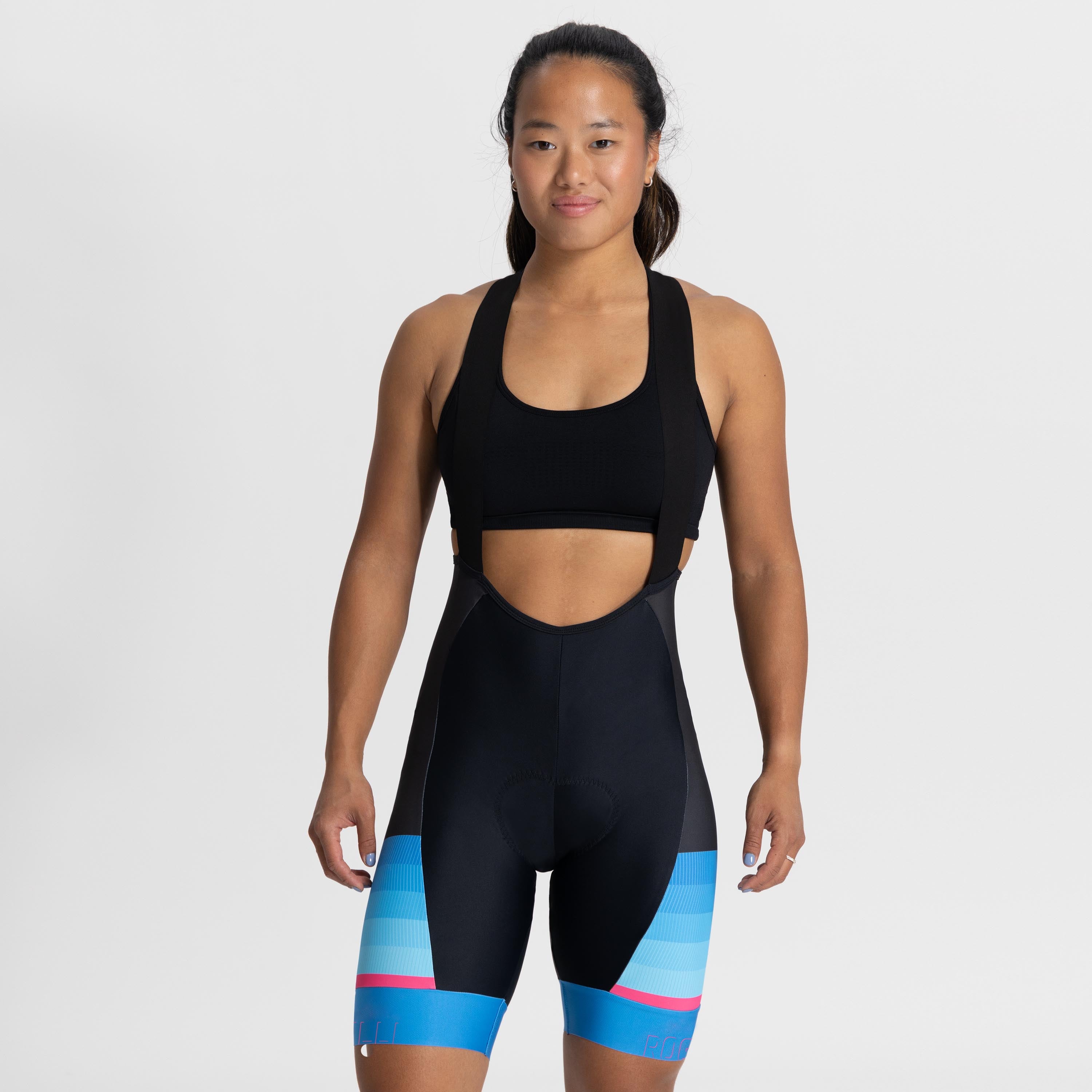 Impress II Fietsbroek Dames - Zwart/Blauw/Roze