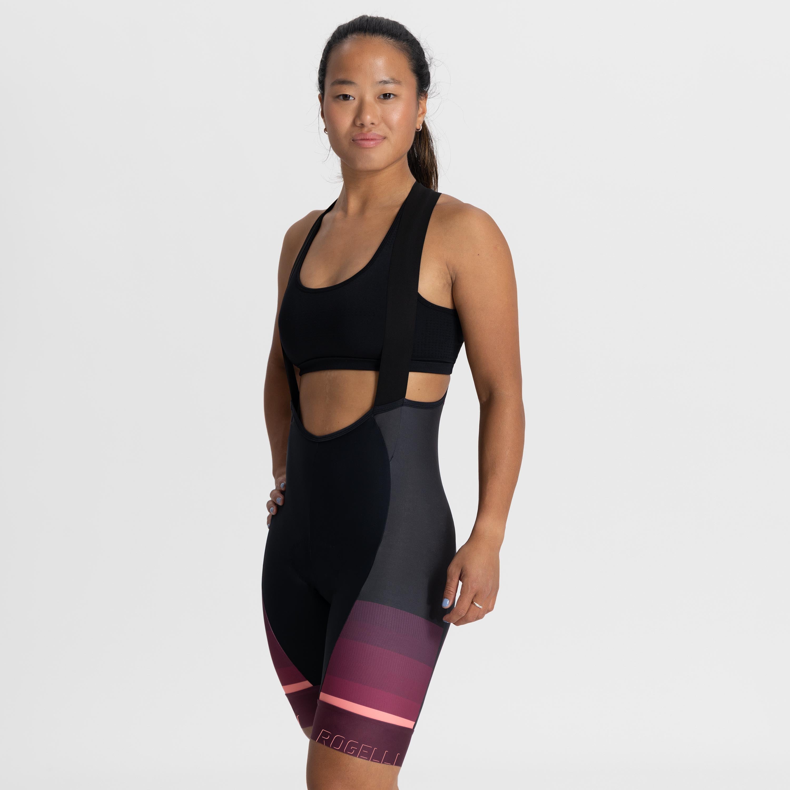 Impress II Fietsbroek Dames - Zwart/Bordeaux/Koraal