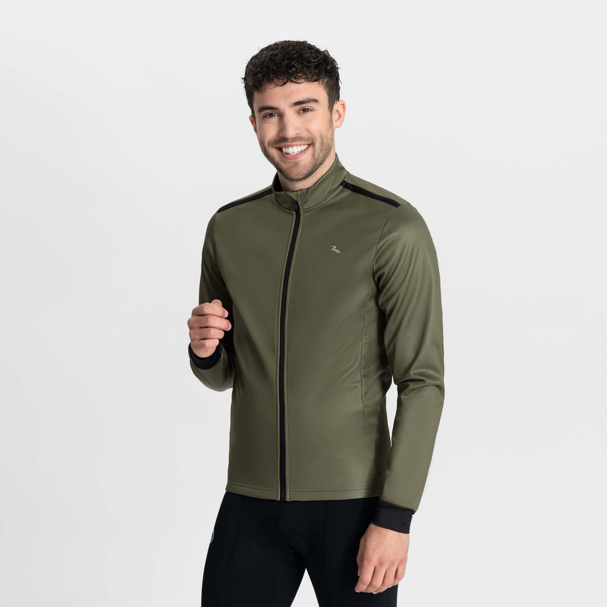 Rogelli Core fietsjack heren groen gedragen voorkant.