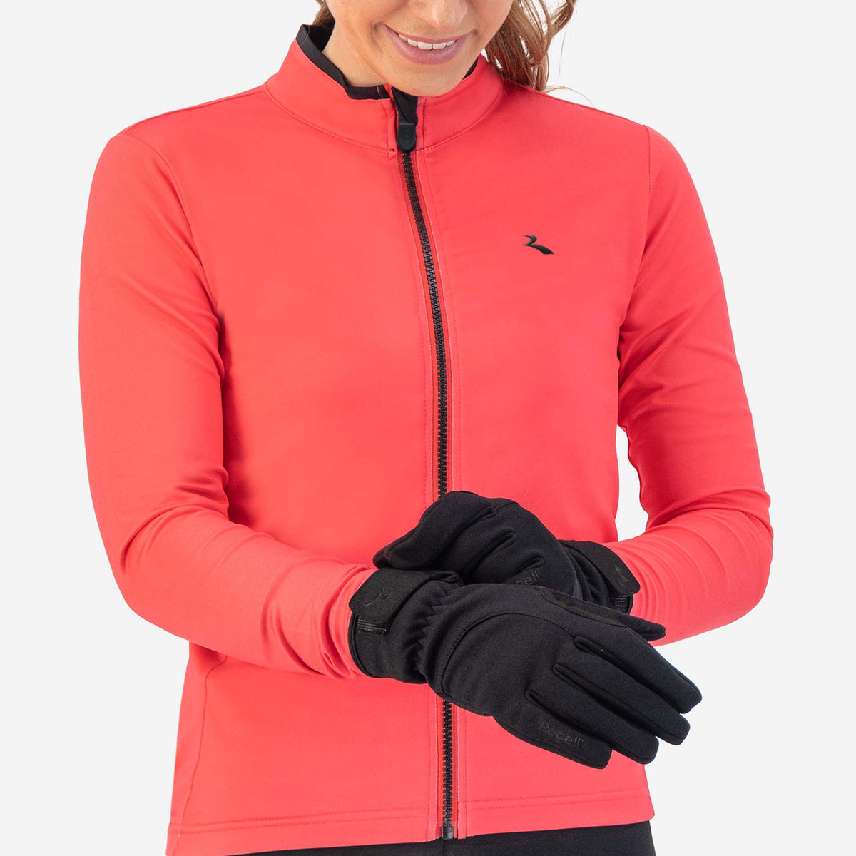 Rogelli Core fietshandschoenen winter dames zwart gedragen voorkant.