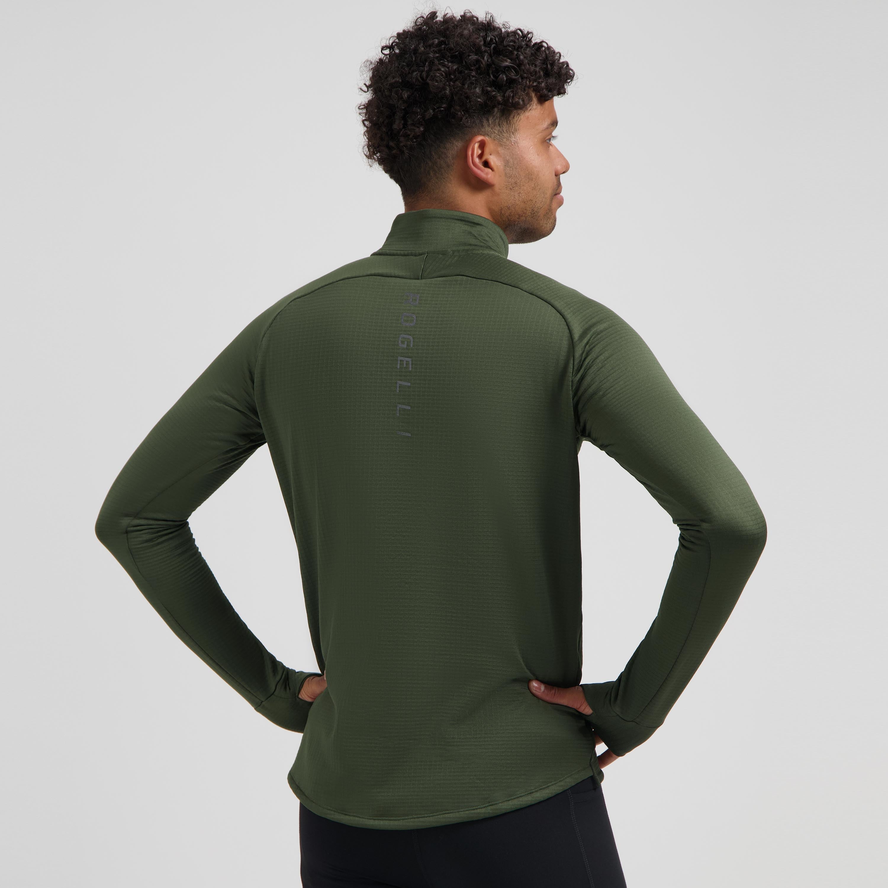 Essential Running top long sleeve 1/2 zip Men - Army green