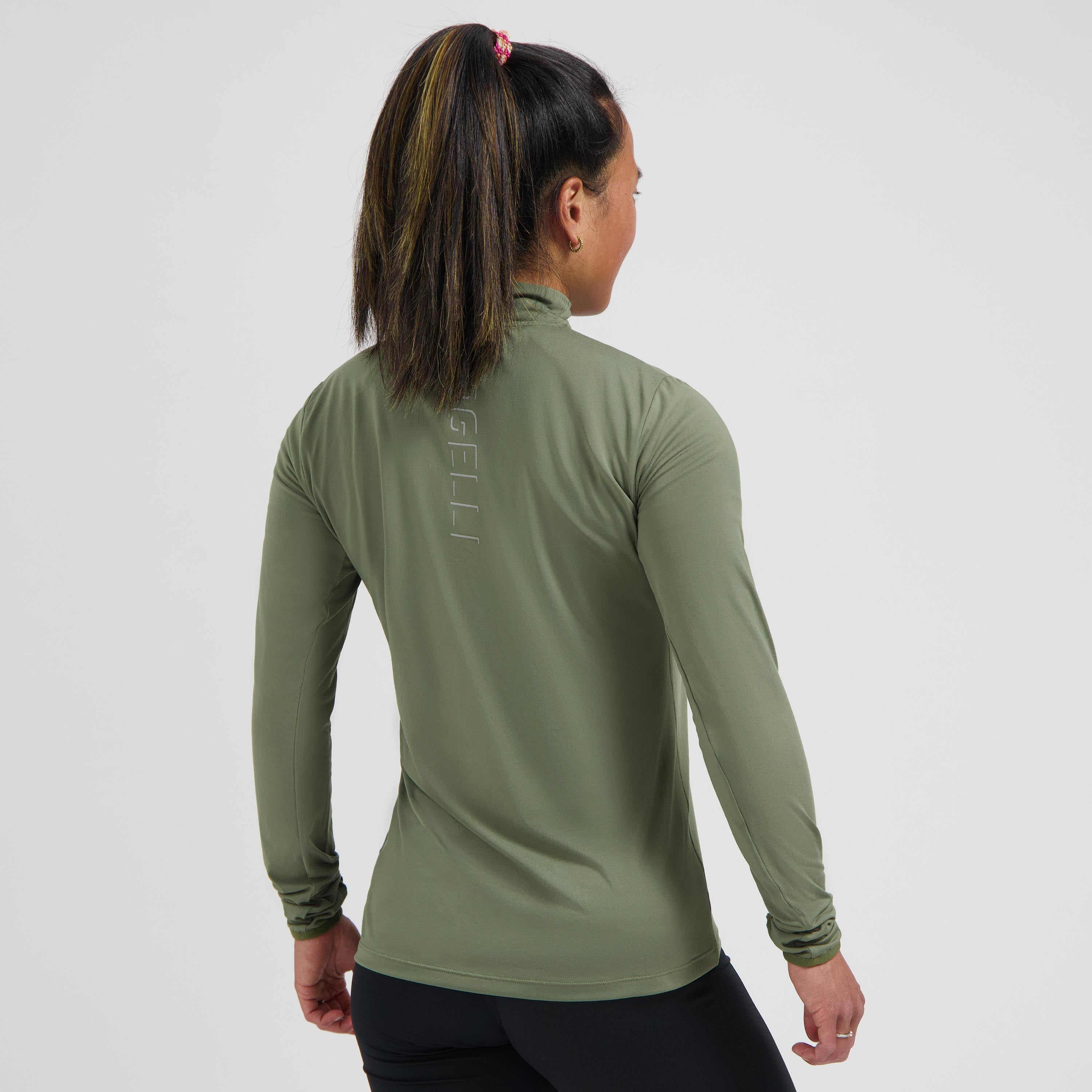 Core Running top long sleeve 1/2 ZIP Ladies - Army green