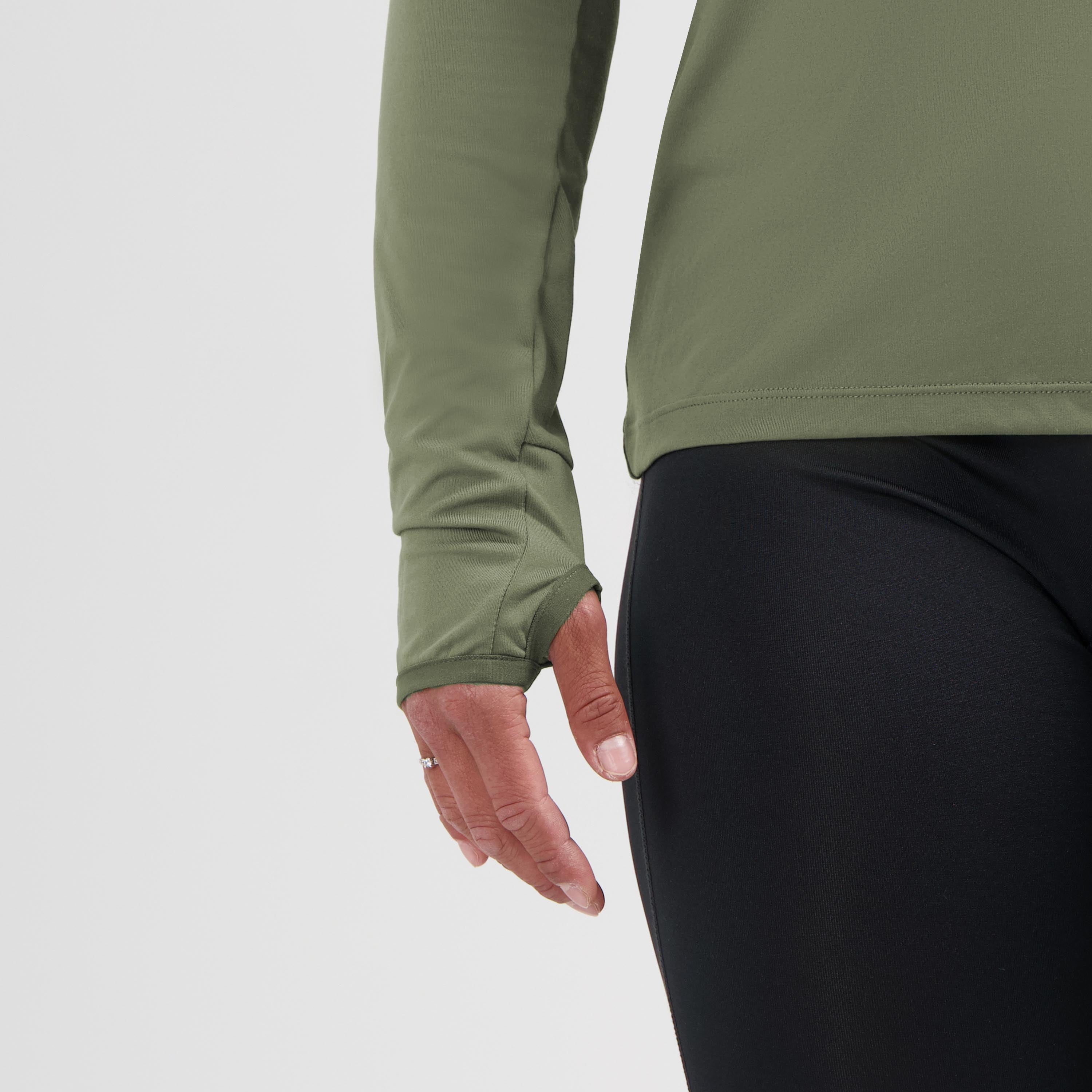 Core Running top long sleeve 1/2 ZIP Ladies - Army green