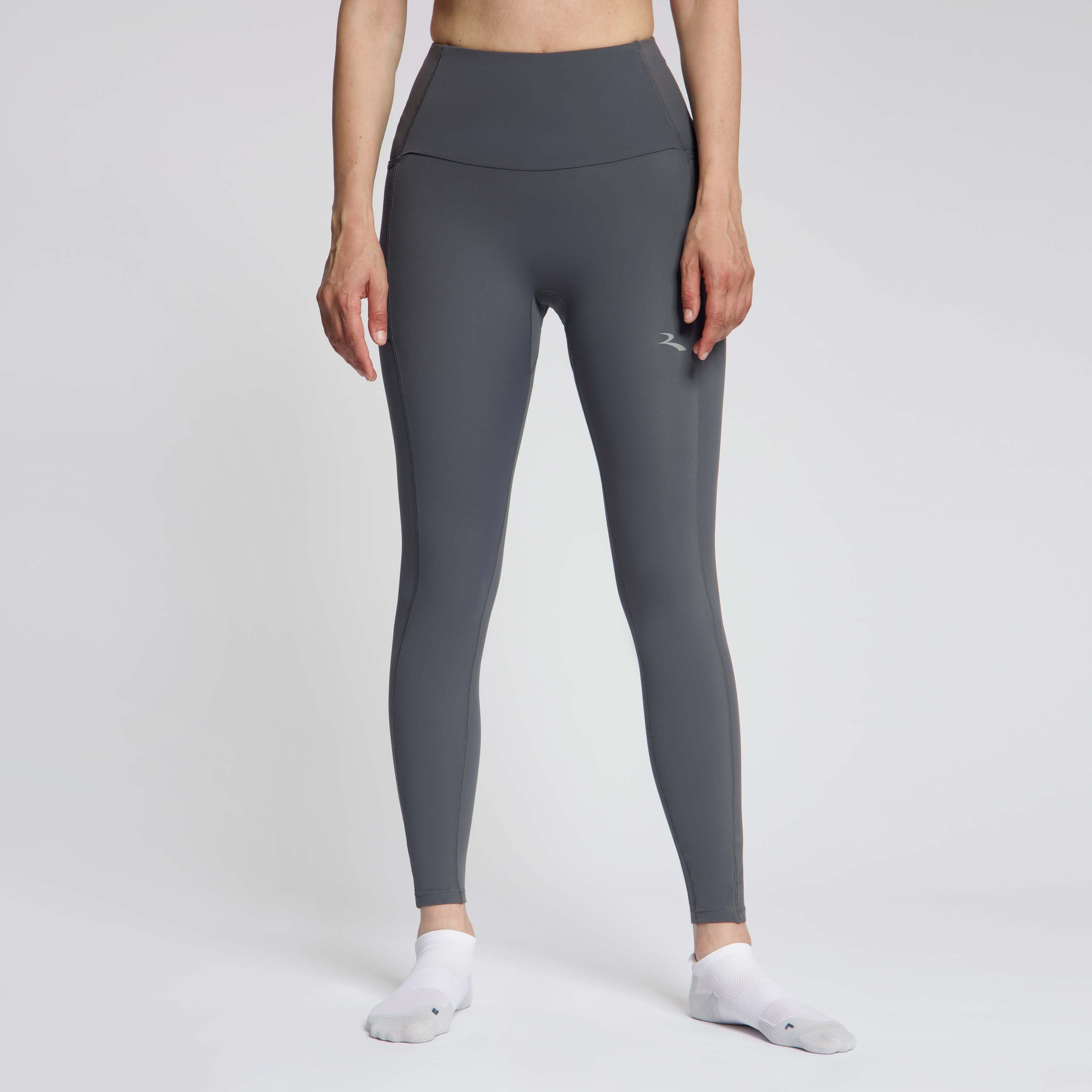 Rogelli Essential lange hardlooptight dames grijs gedragen voorkant.