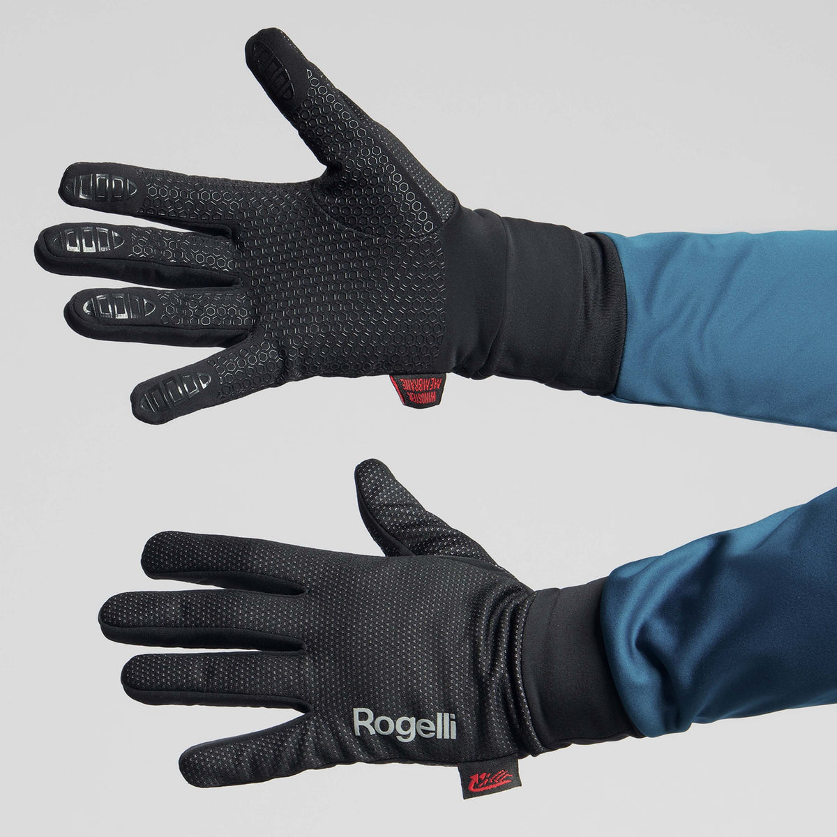 Rogelli Laval fietshandschoenen winter heren zwart gedragen binnen- en buitenkant.