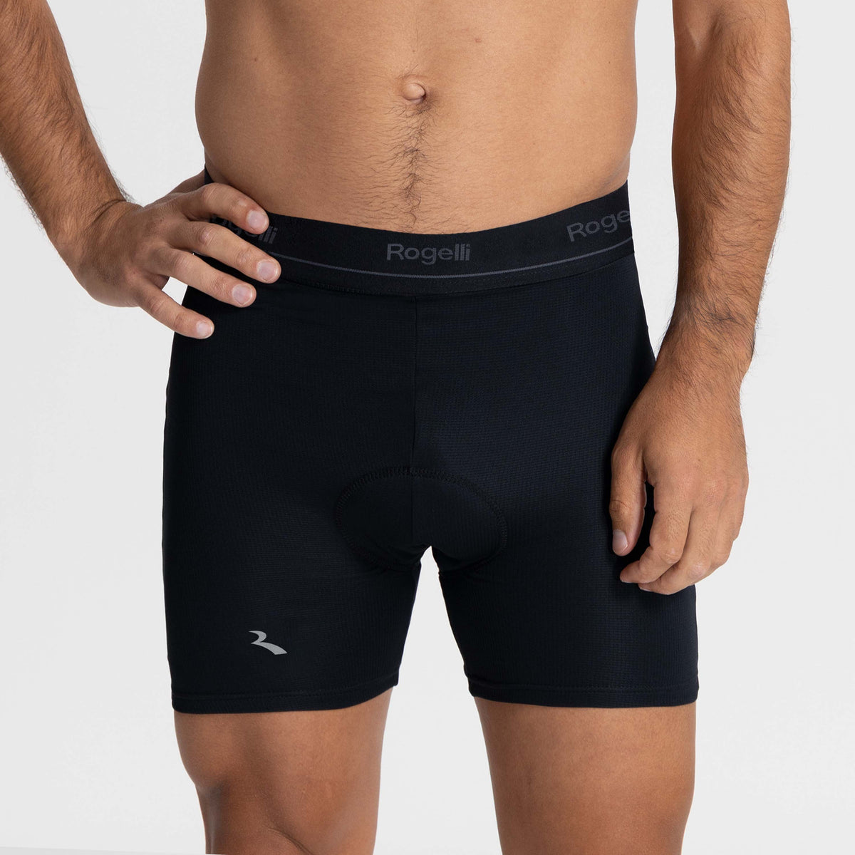 Rogelli fietsboxershort heren zwart gedragen voorkant.