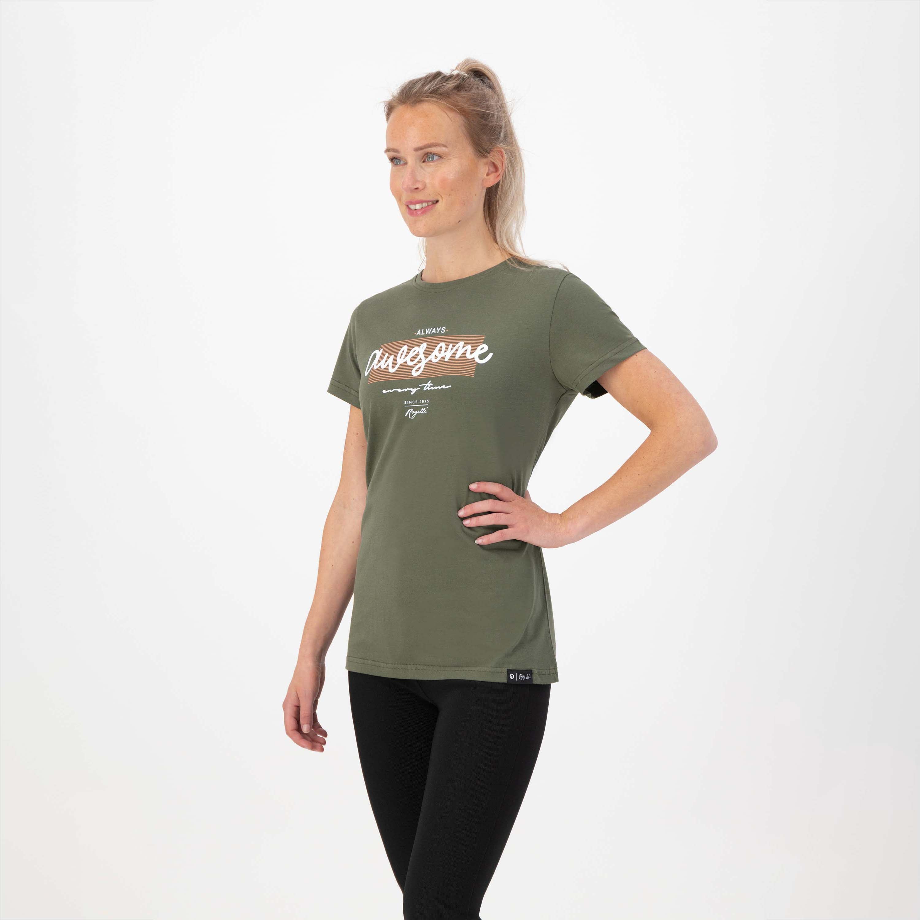Enjoy life graphic T -shirt ladies - Army green